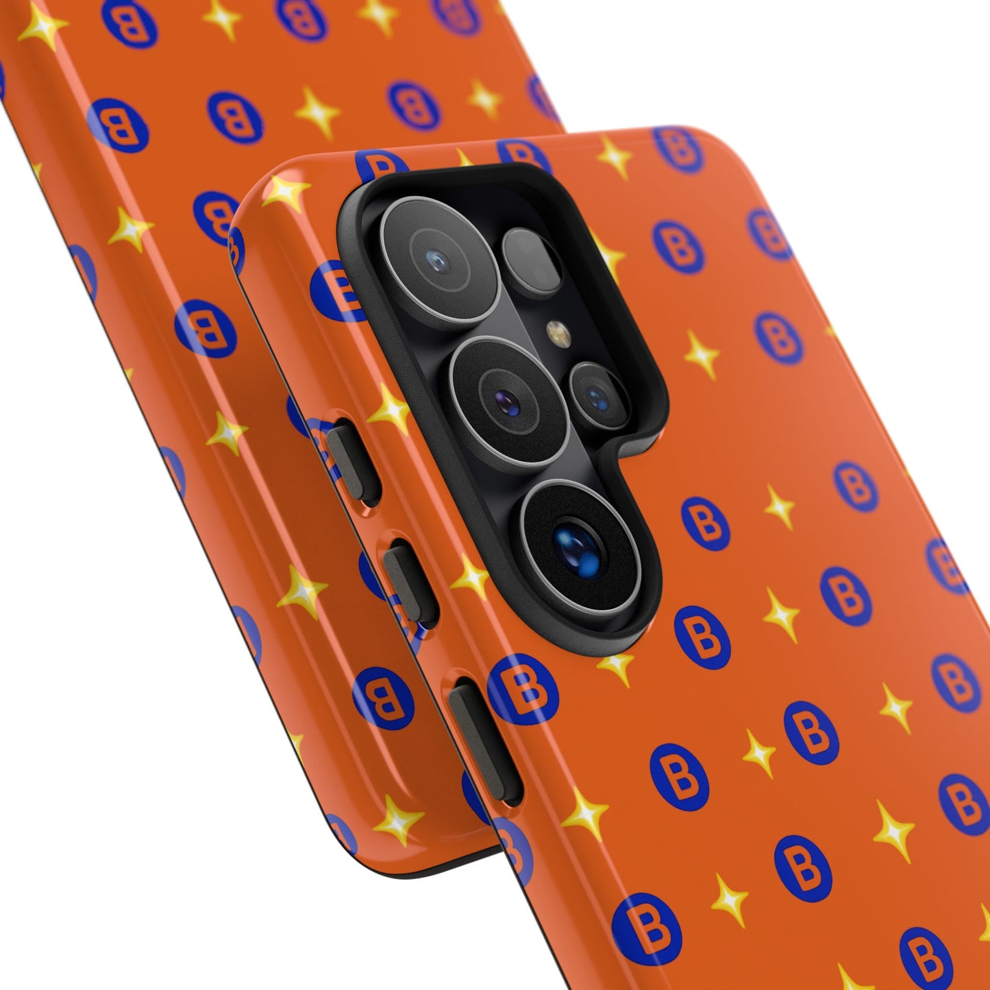 Orange Retro Sparkle Phone Case — Monogram B Pattern Tough Case