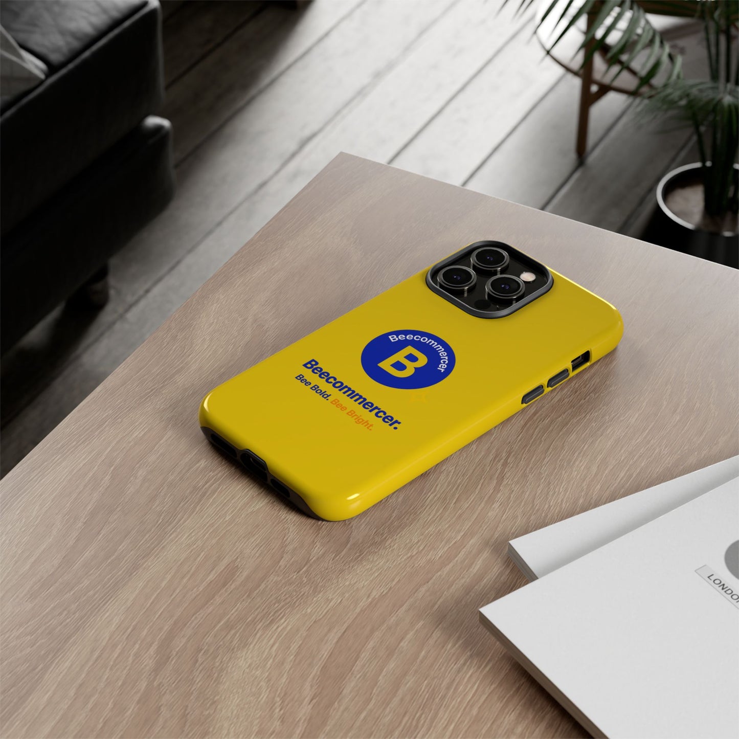 Beecommercer Bold Logo Phone Case — Yellow Protective Phone Cover