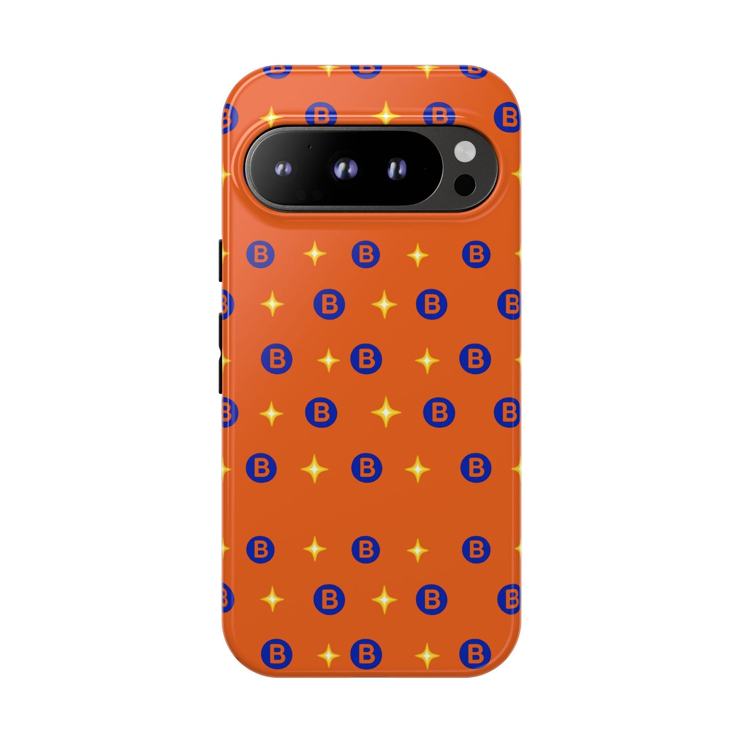 Orange Retro Sparkle Phone Case — Monogram B Pattern Tough Case
