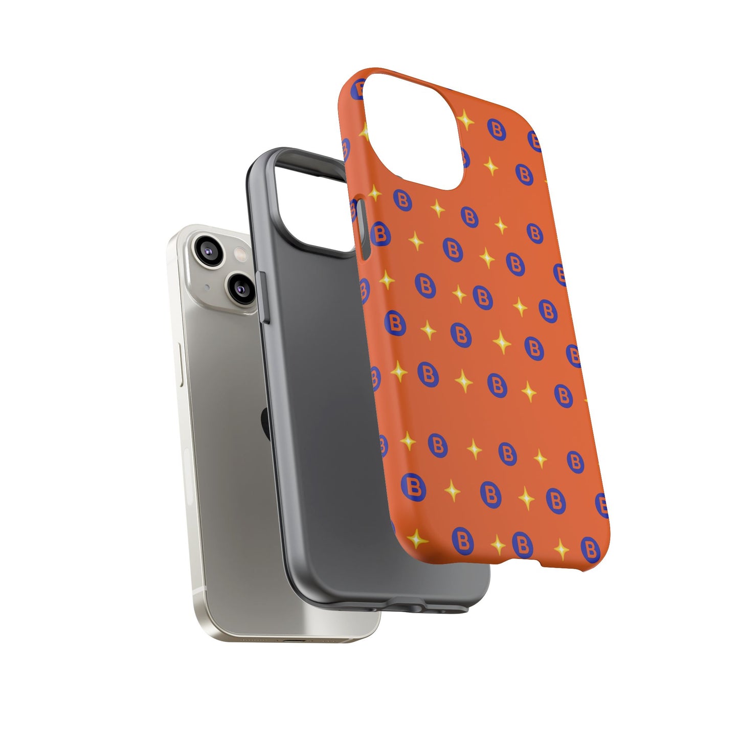 Orange Retro Sparkle Phone Case — Monogram B Pattern Tough Case