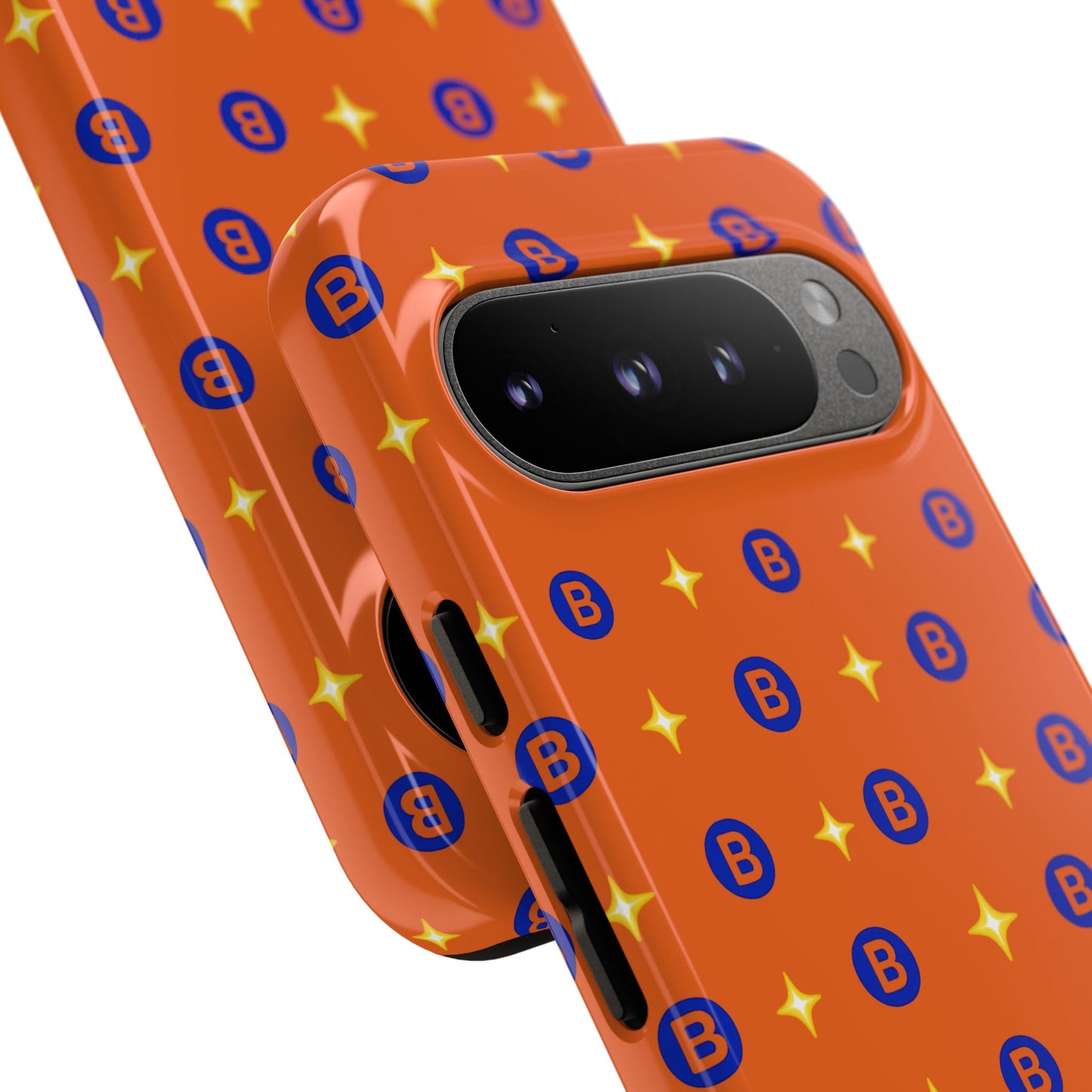 Orange Retro Sparkle Phone Case — Monogram B Pattern Tough Case