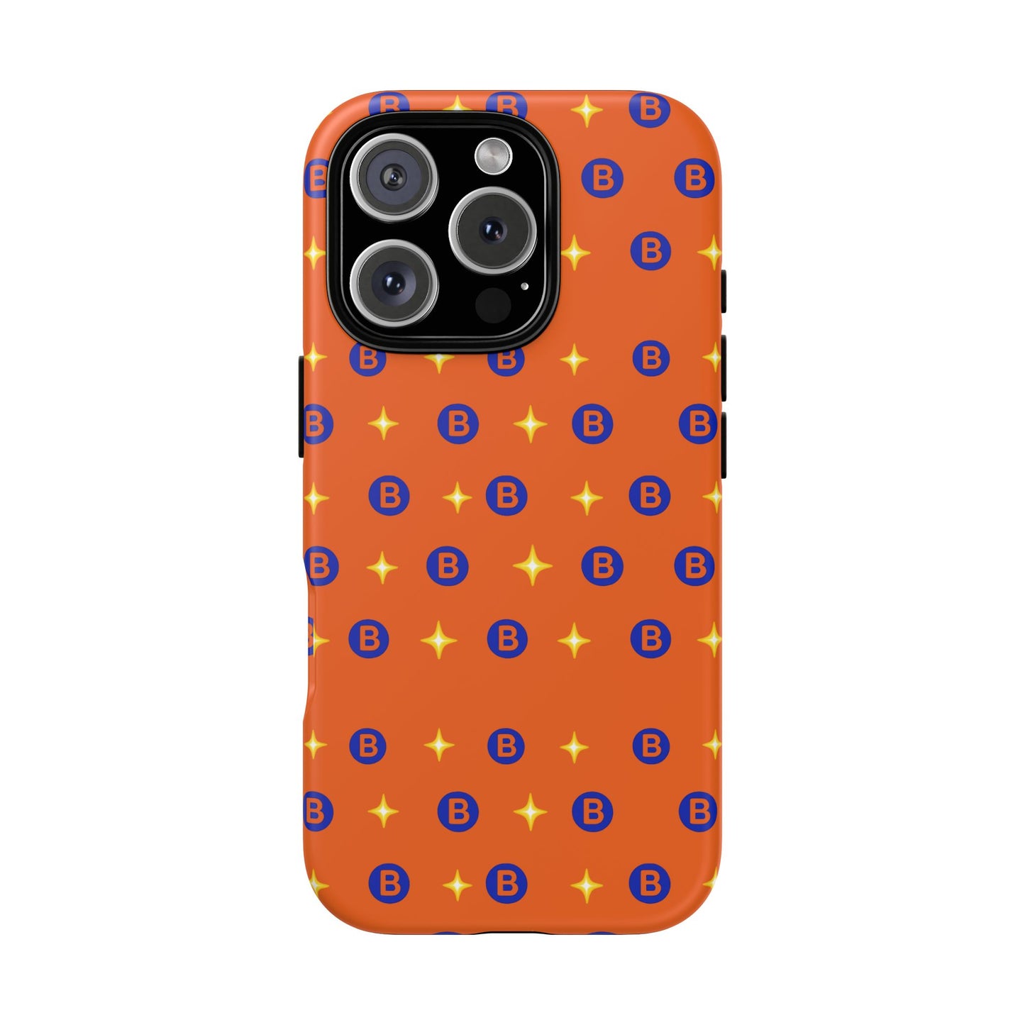 Orange Retro Sparkle Phone Case — Monogram B Pattern Tough Case
