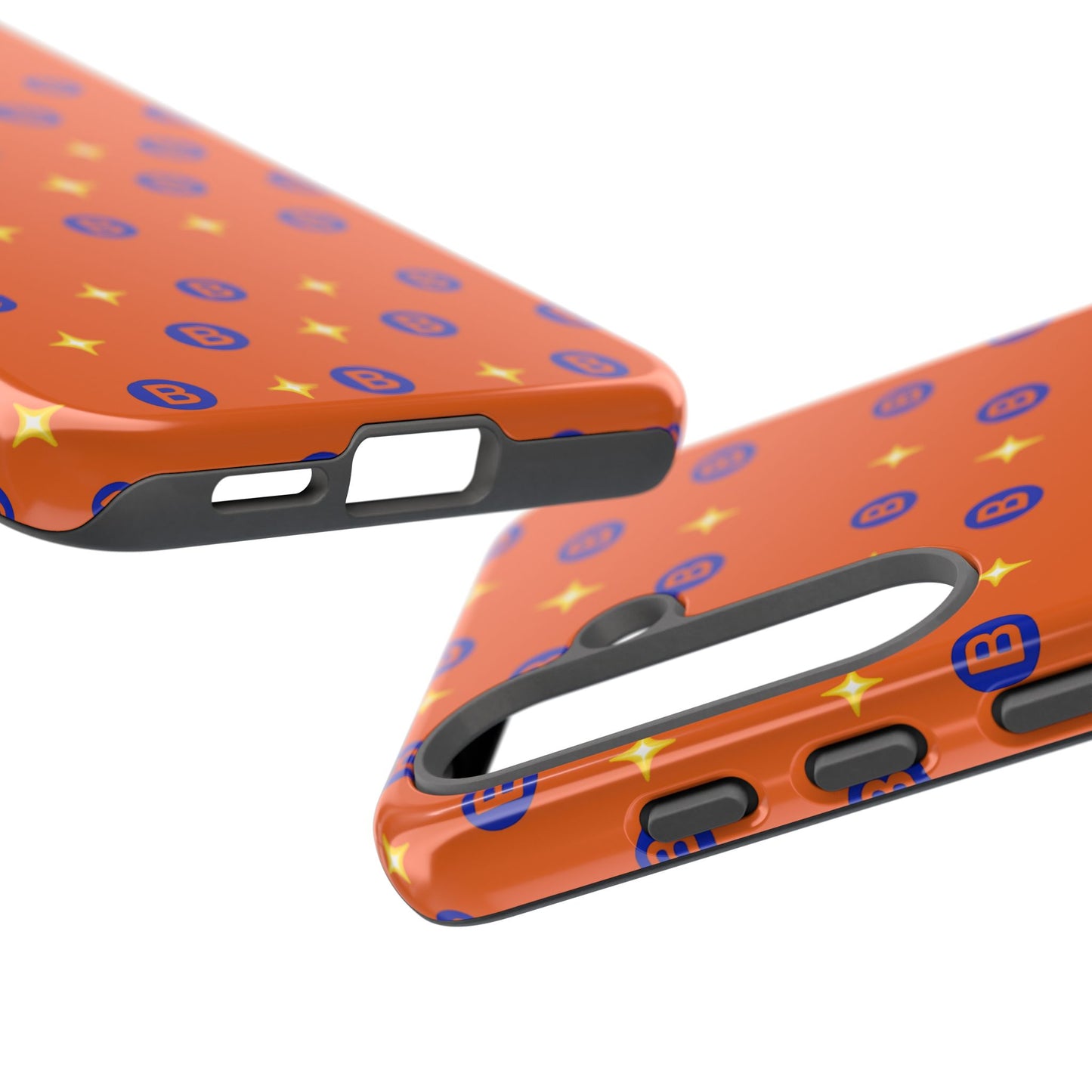Orange Retro Sparkle Phone Case — Monogram B Pattern Tough Case