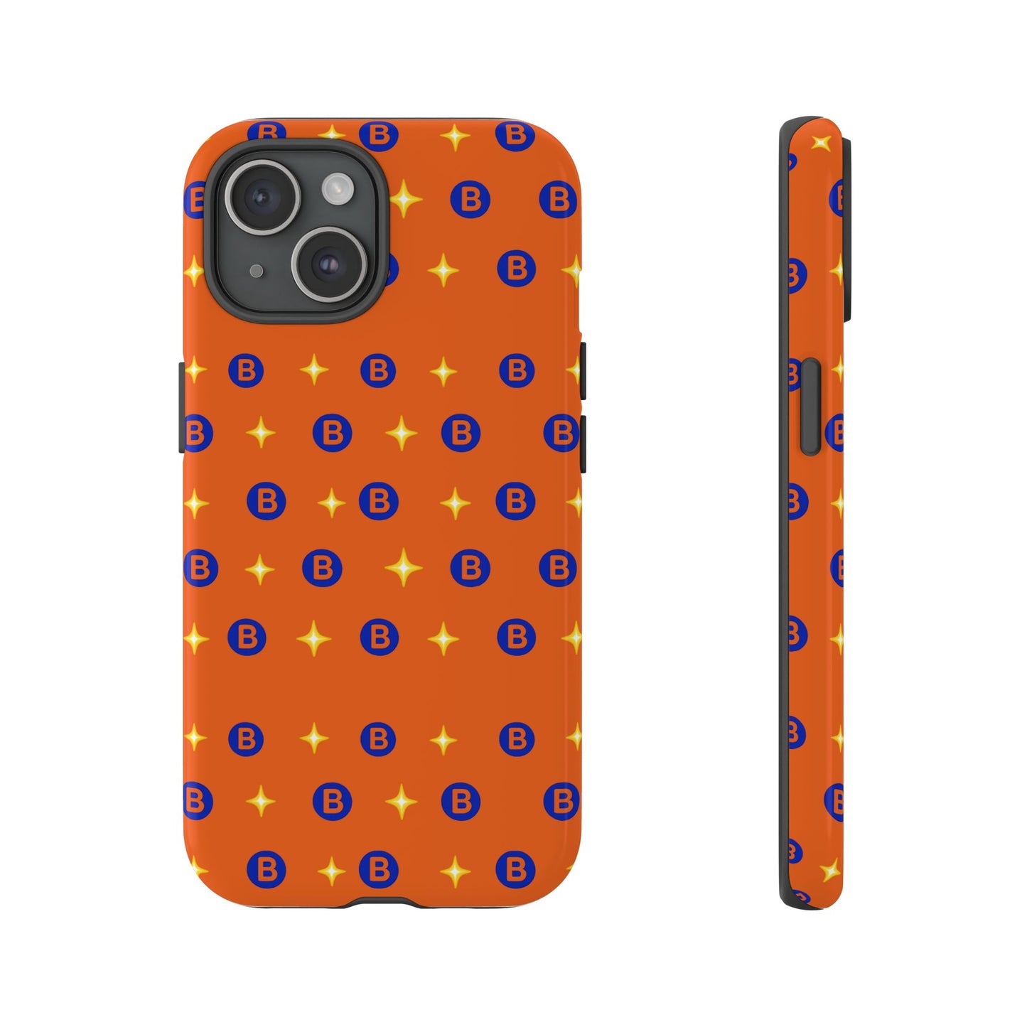 Orange Retro Sparkle Phone Case — Monogram B Pattern Tough Case