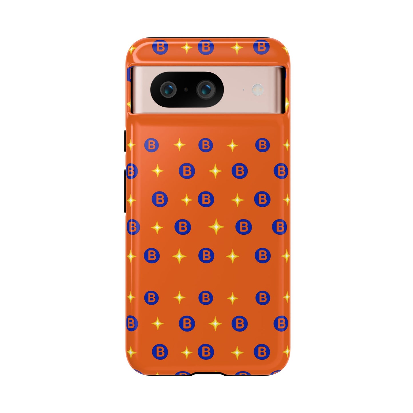 Orange Retro Sparkle Phone Case — Monogram B Pattern Tough Case