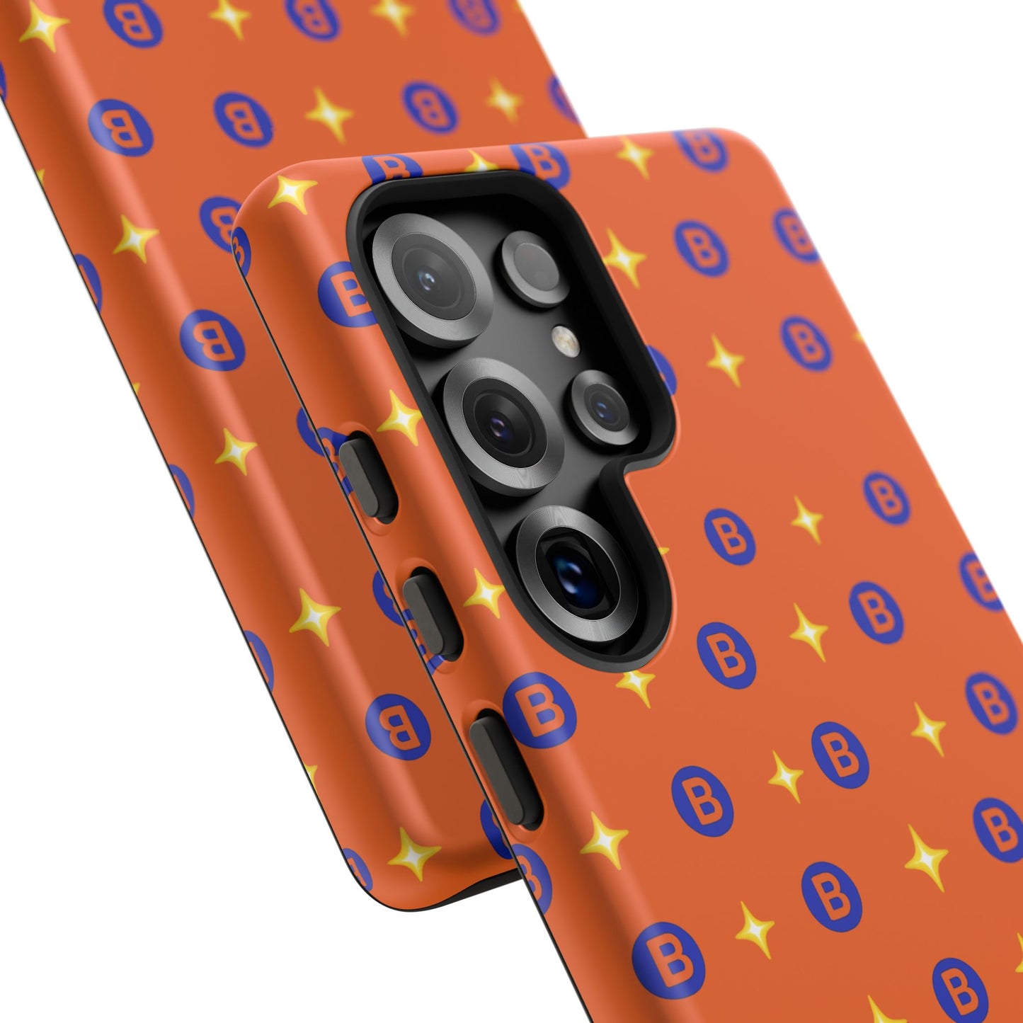 Orange Retro Sparkle Phone Case — Monogram B Pattern Tough Case