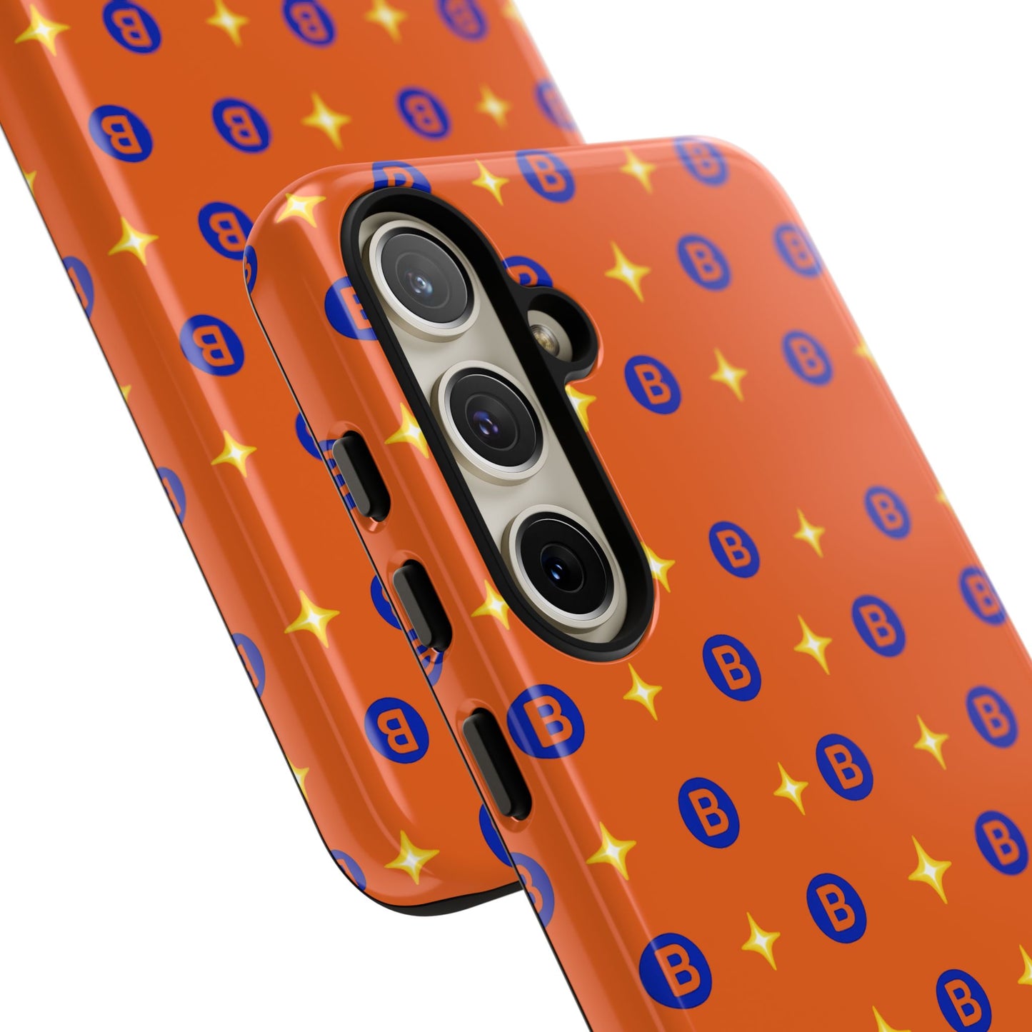 Orange Retro Sparkle Phone Case — Monogram B Pattern Tough Case