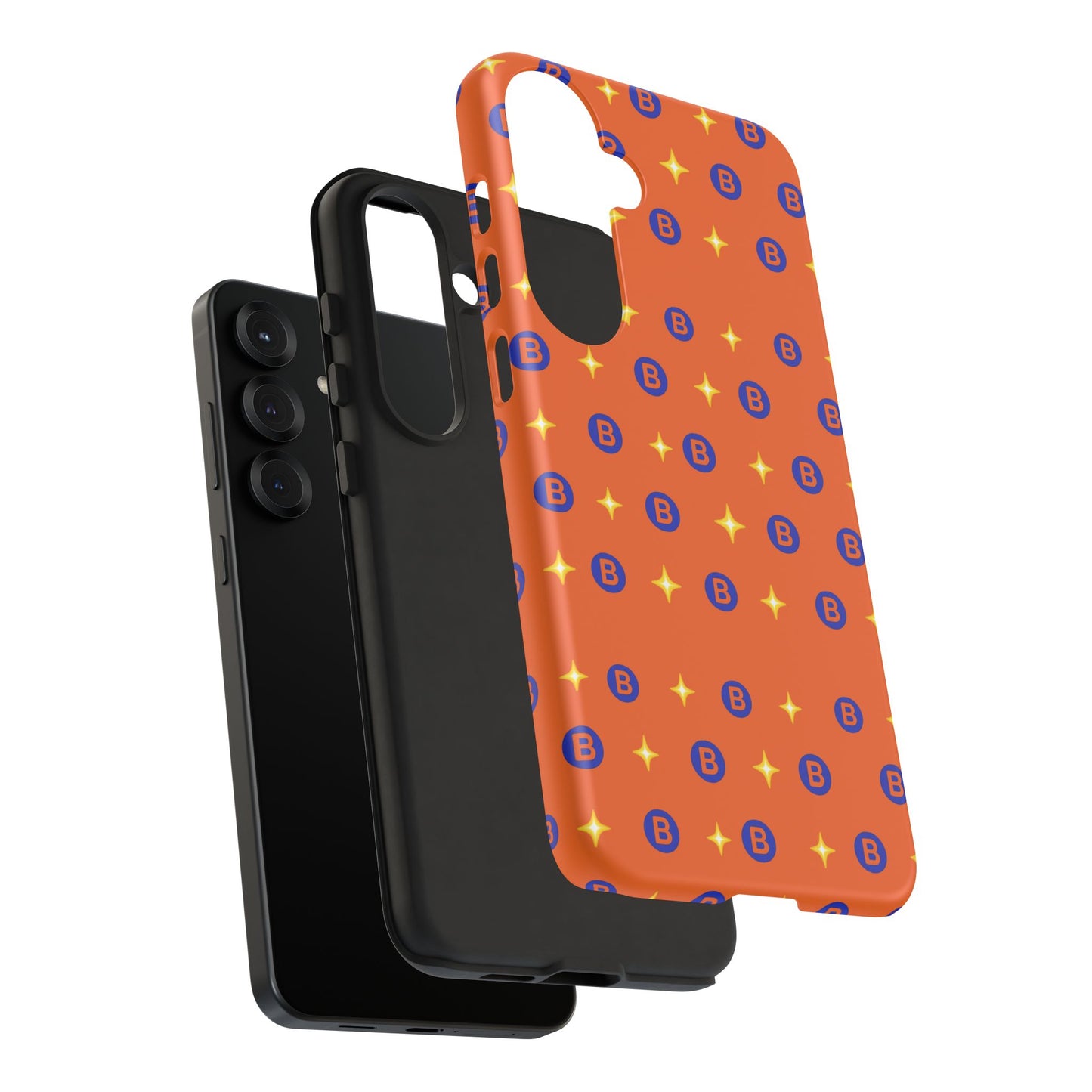 Orange Retro Sparkle Phone Case — Monogram B Pattern Tough Case