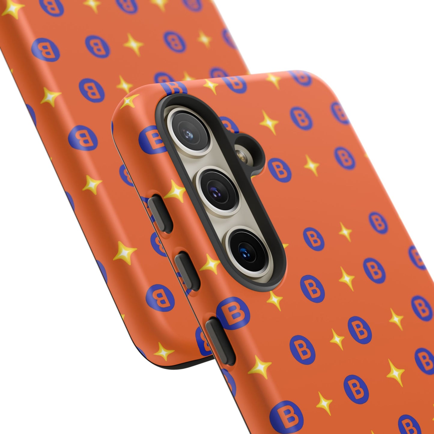 Orange Retro Sparkle Phone Case — Monogram B Pattern Tough Case