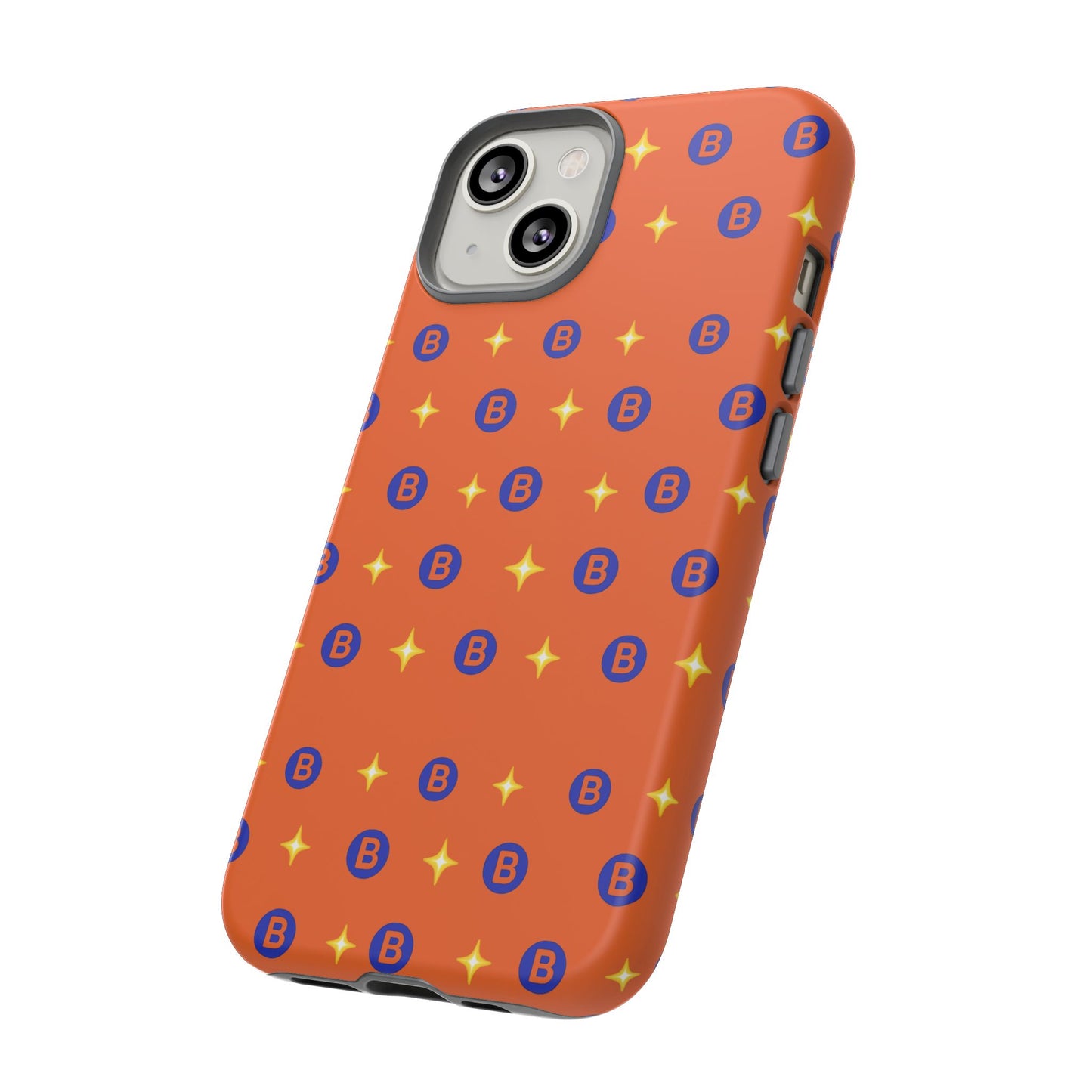 Orange Retro Sparkle Phone Case — Monogram B Pattern Tough Case