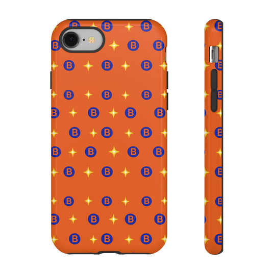 Orange Retro Sparkle Phone Case — Monogram B Pattern Tough Case