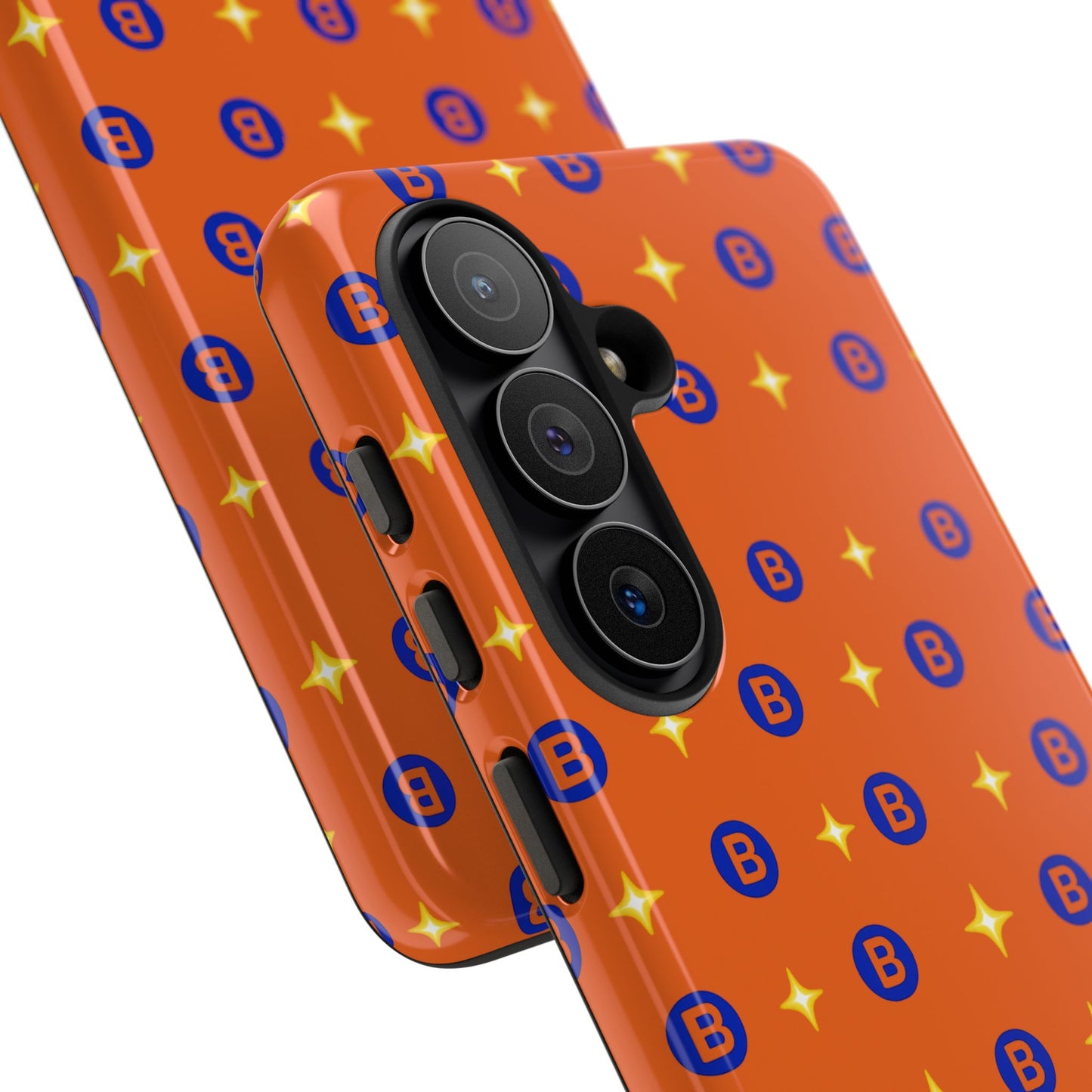 Orange Retro Sparkle Phone Case — Monogram B Pattern Tough Case