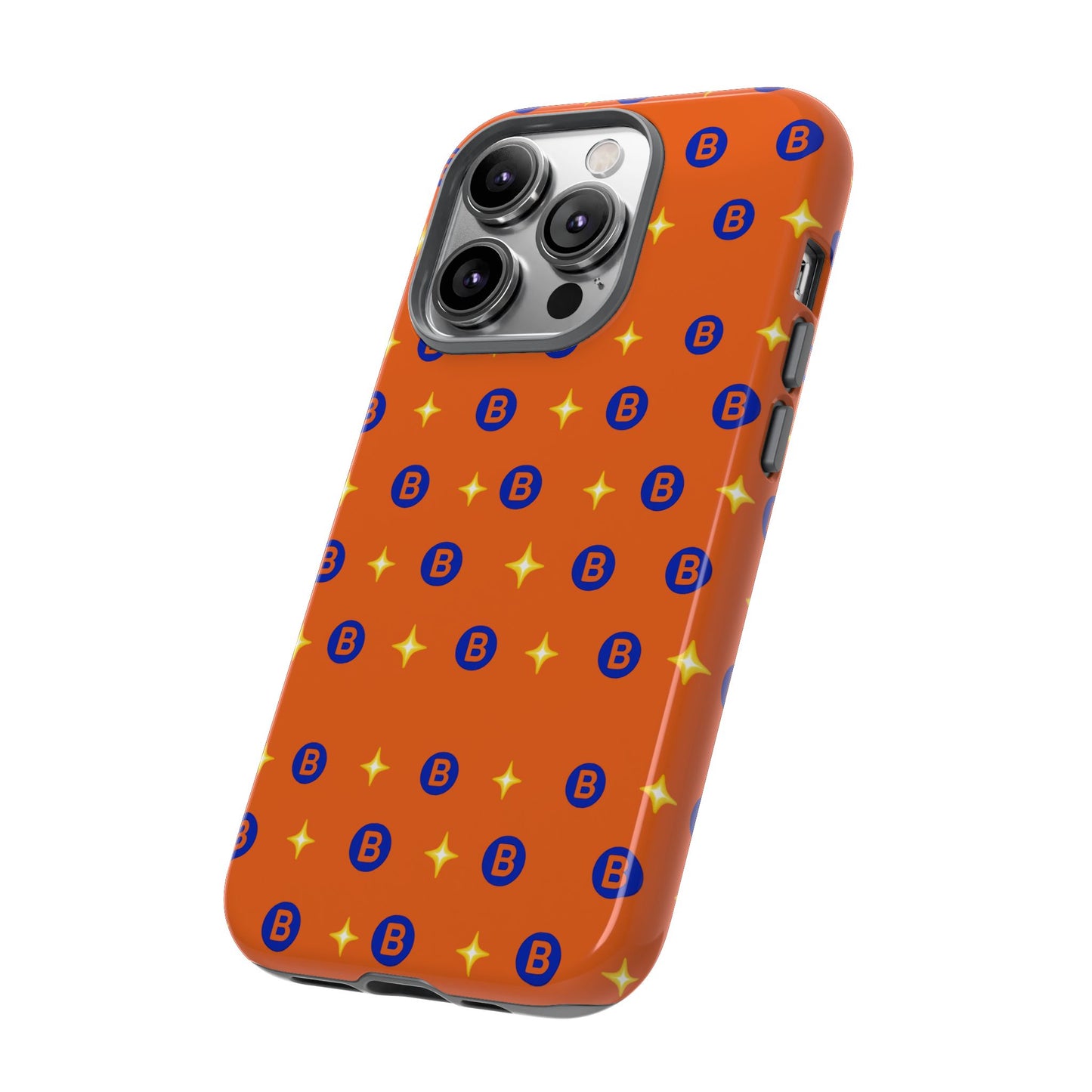 Orange Retro Sparkle Phone Case — Monogram B Pattern Tough Case