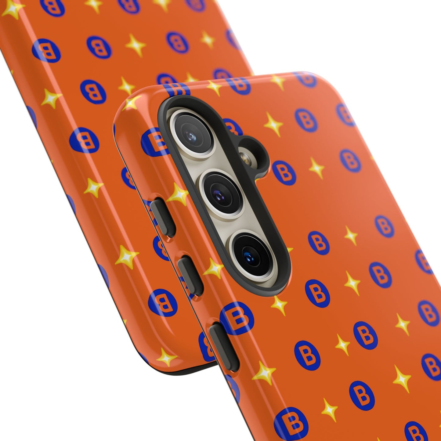Orange Retro Sparkle Phone Case — Monogram B Pattern Tough Case