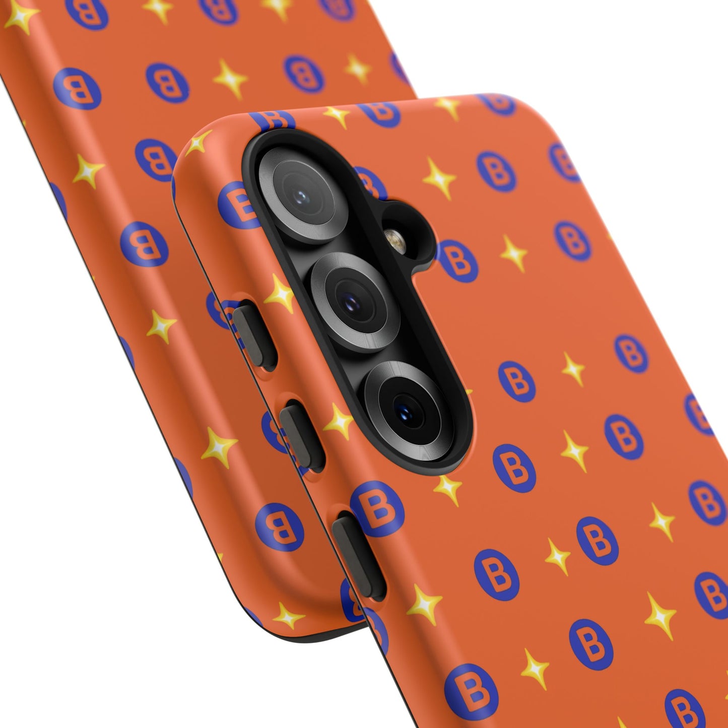 Orange Retro Sparkle Phone Case — Monogram B Pattern Tough Case