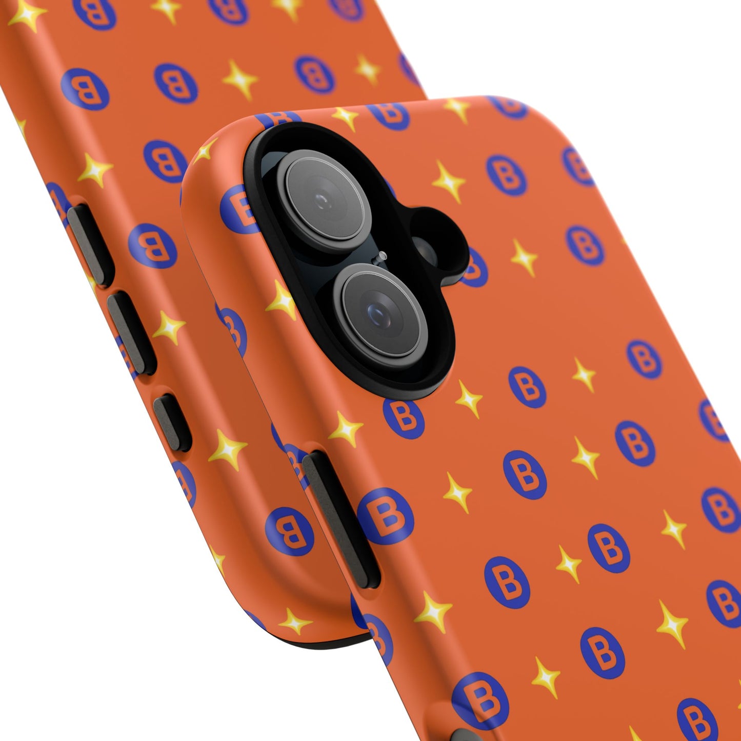 Orange Retro Sparkle Phone Case — Monogram B Pattern Tough Case