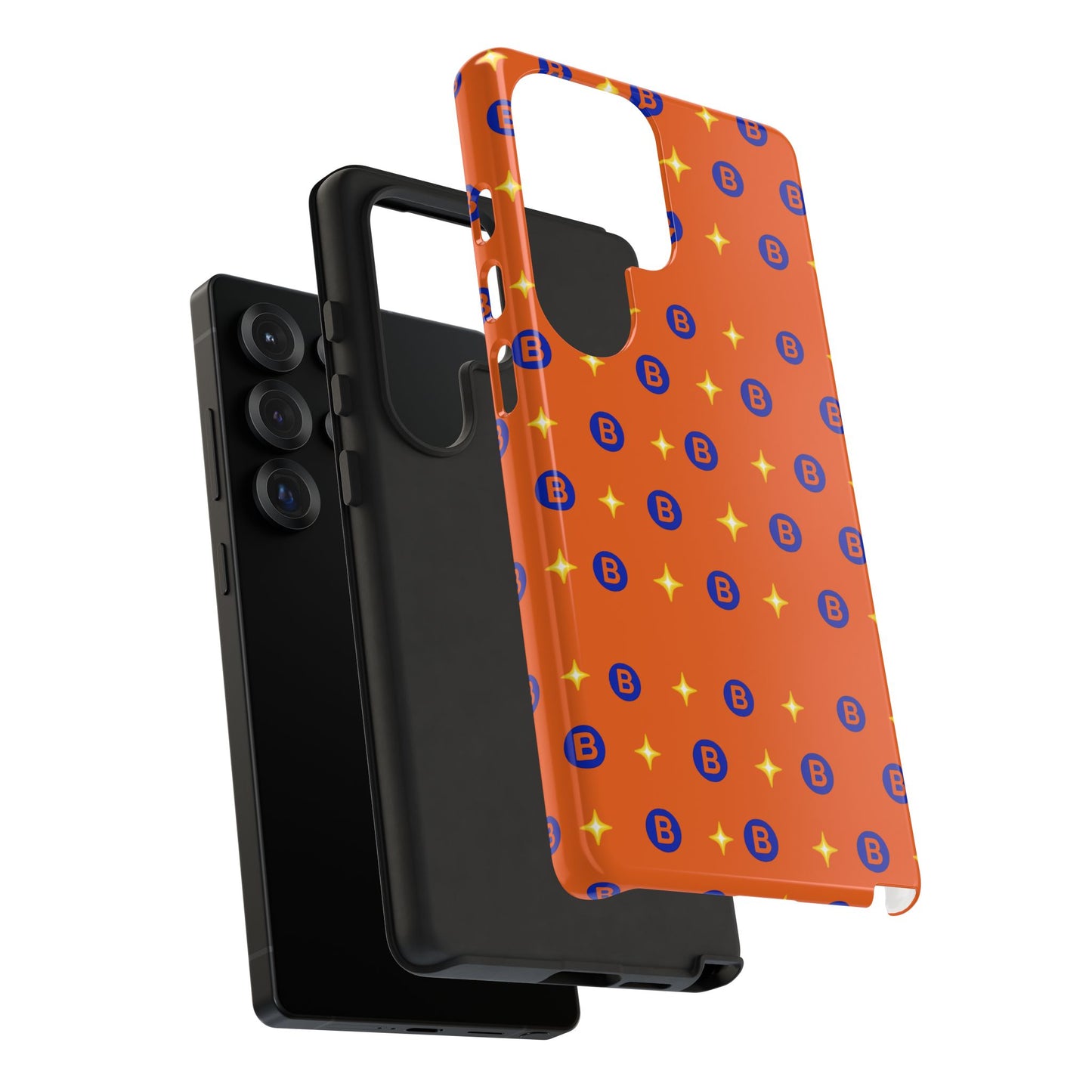 Orange Retro Sparkle Phone Case — Monogram B Pattern Tough Case
