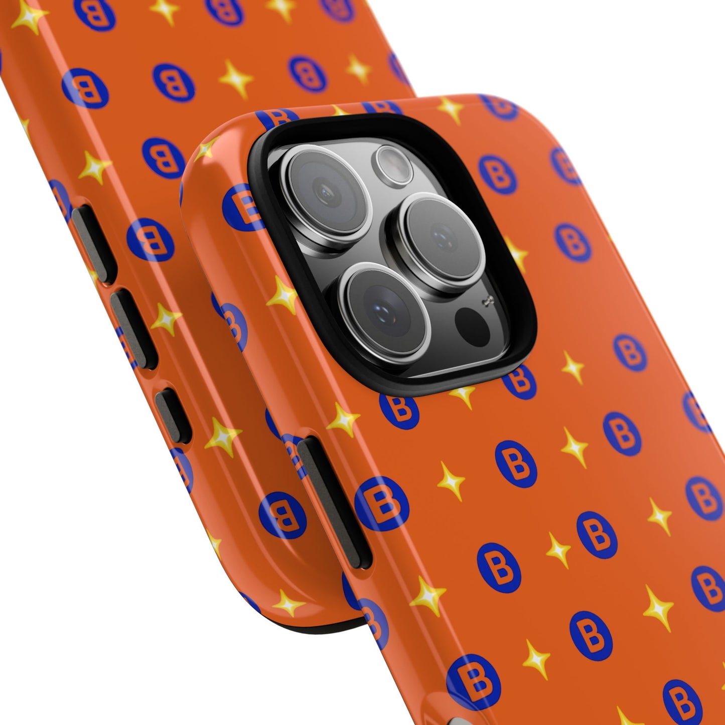 Orange Retro Sparkle Phone Case — Monogram B Pattern Tough Case
