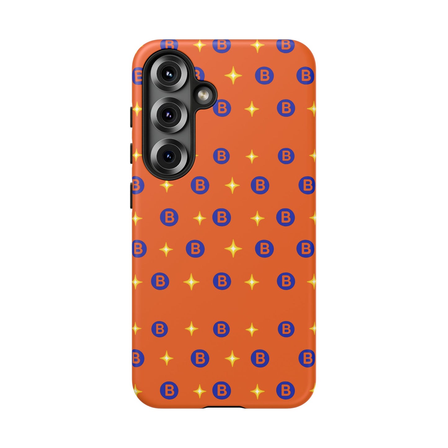 Orange Retro Sparkle Phone Case — Monogram B Pattern Tough Case