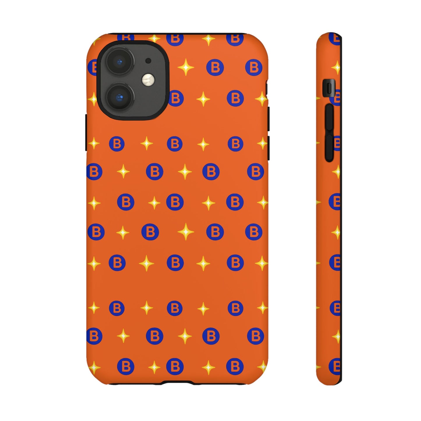 Orange Retro Sparkle Phone Case — Monogram B Pattern Tough Case
