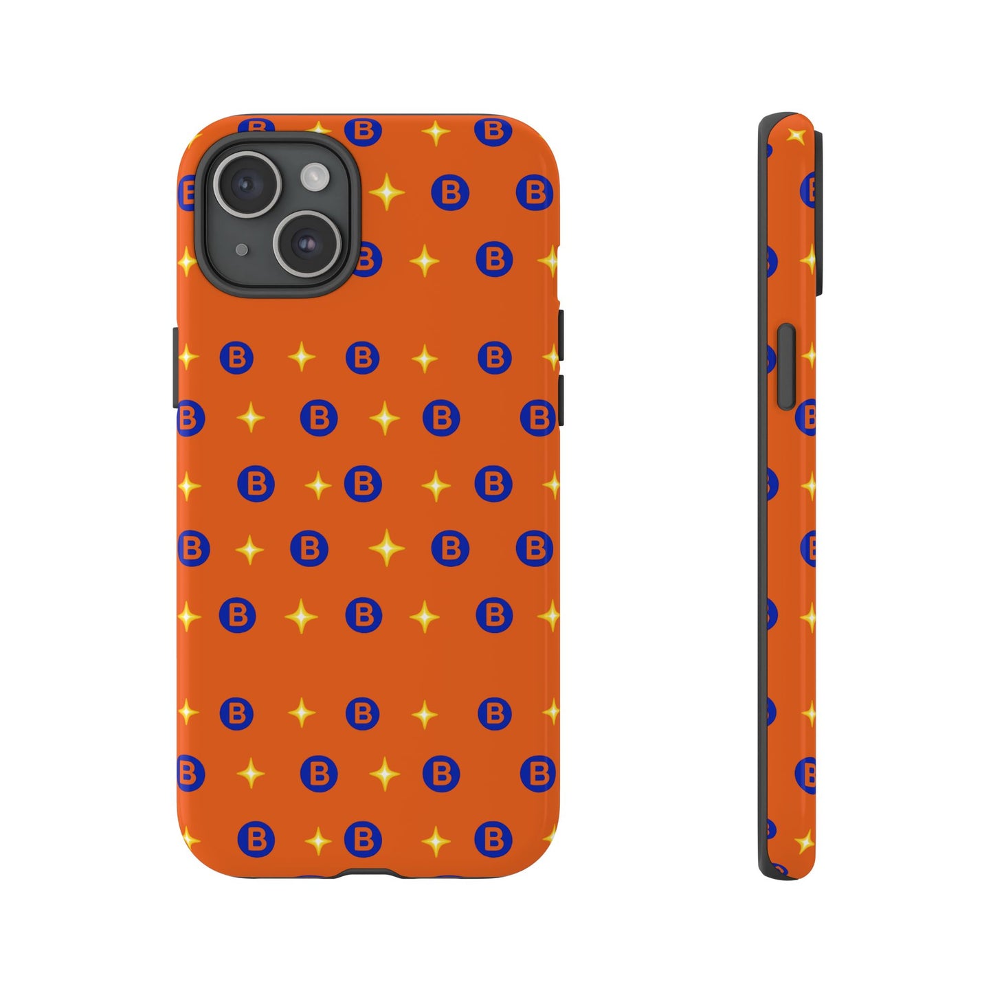 Orange Retro Sparkle Phone Case — Monogram B Pattern Tough Case