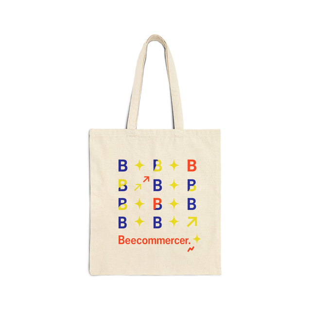 Canvas Tote Bag — Beecommercer Logo Shopper Tote (Blue, Yellow & Red)