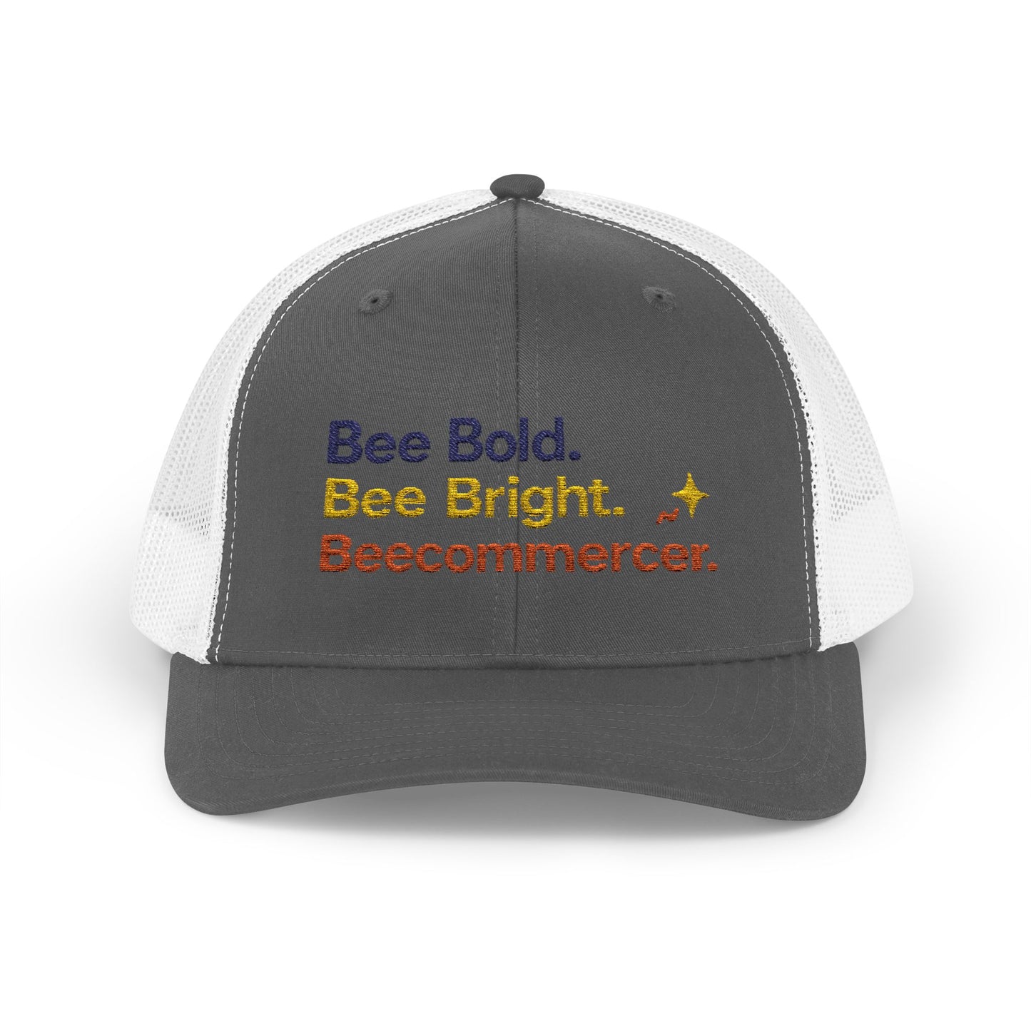 Trucker Cap — "Bee Bold. Bee Bright. Beecommercer." Embroidered Entrepreneur Hat