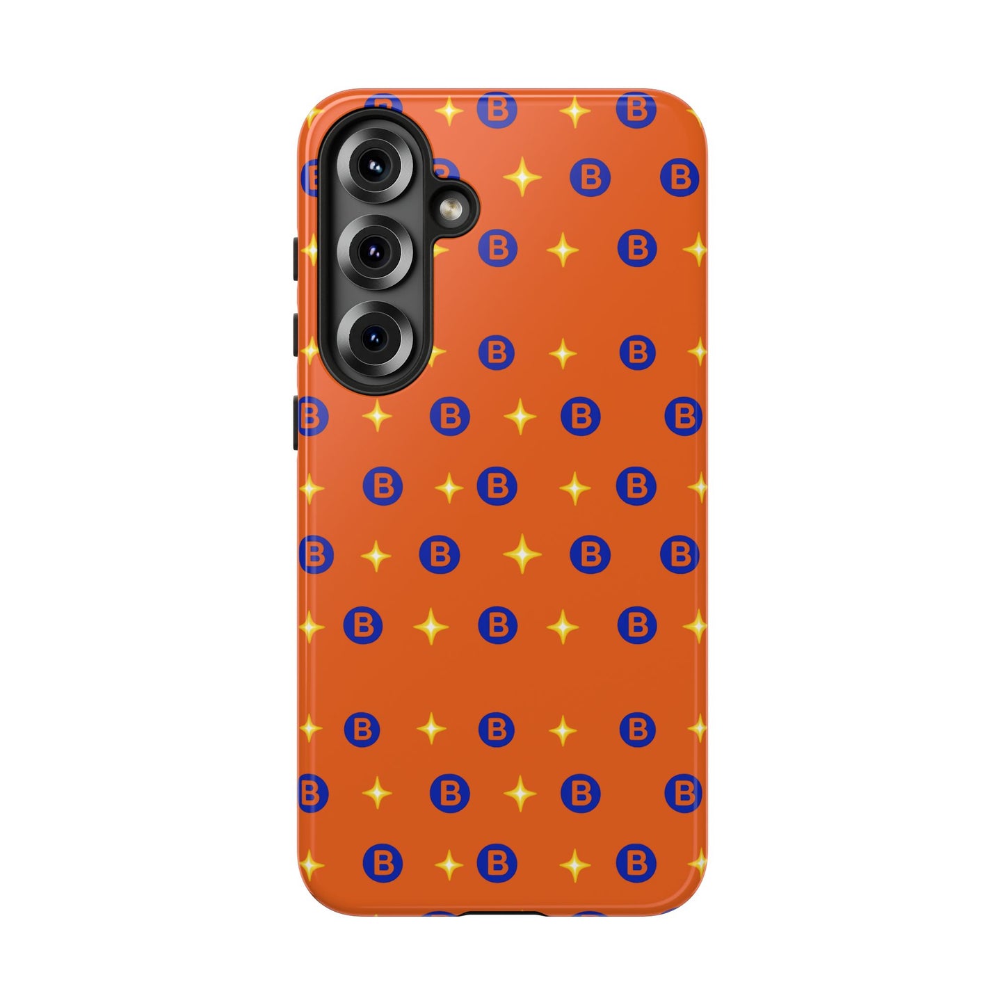 Orange Retro Sparkle Phone Case — Monogram B Pattern Tough Case