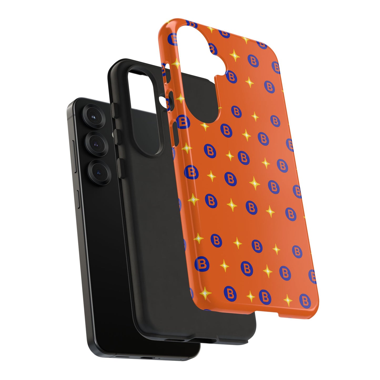 Orange Retro Sparkle Phone Case — Monogram B Pattern Tough Case
