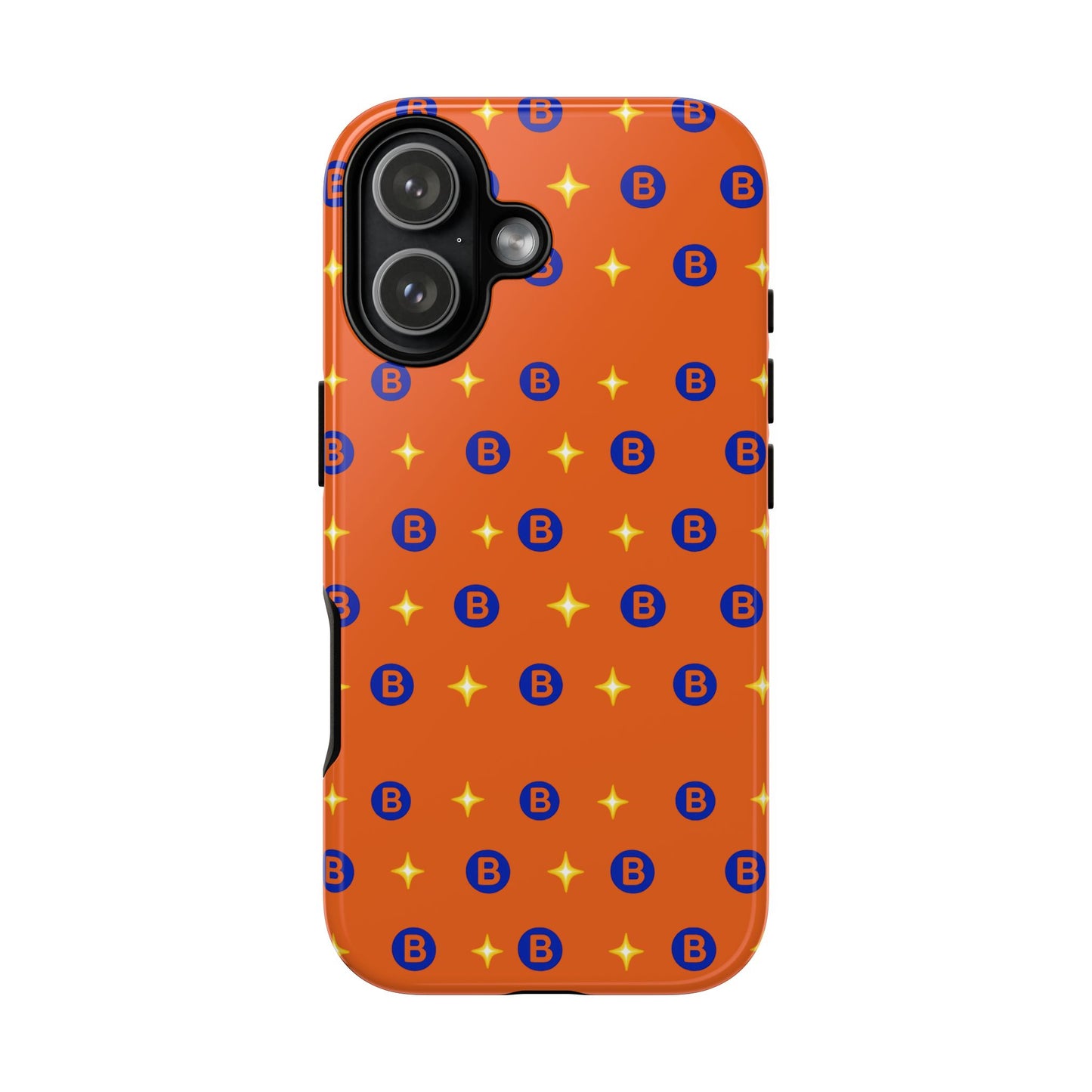 Orange Retro Sparkle Phone Case — Monogram B Pattern Tough Case
