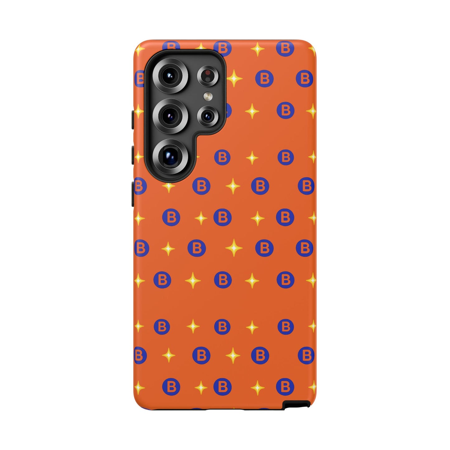 Orange Retro Sparkle Phone Case — Monogram B Pattern Tough Case