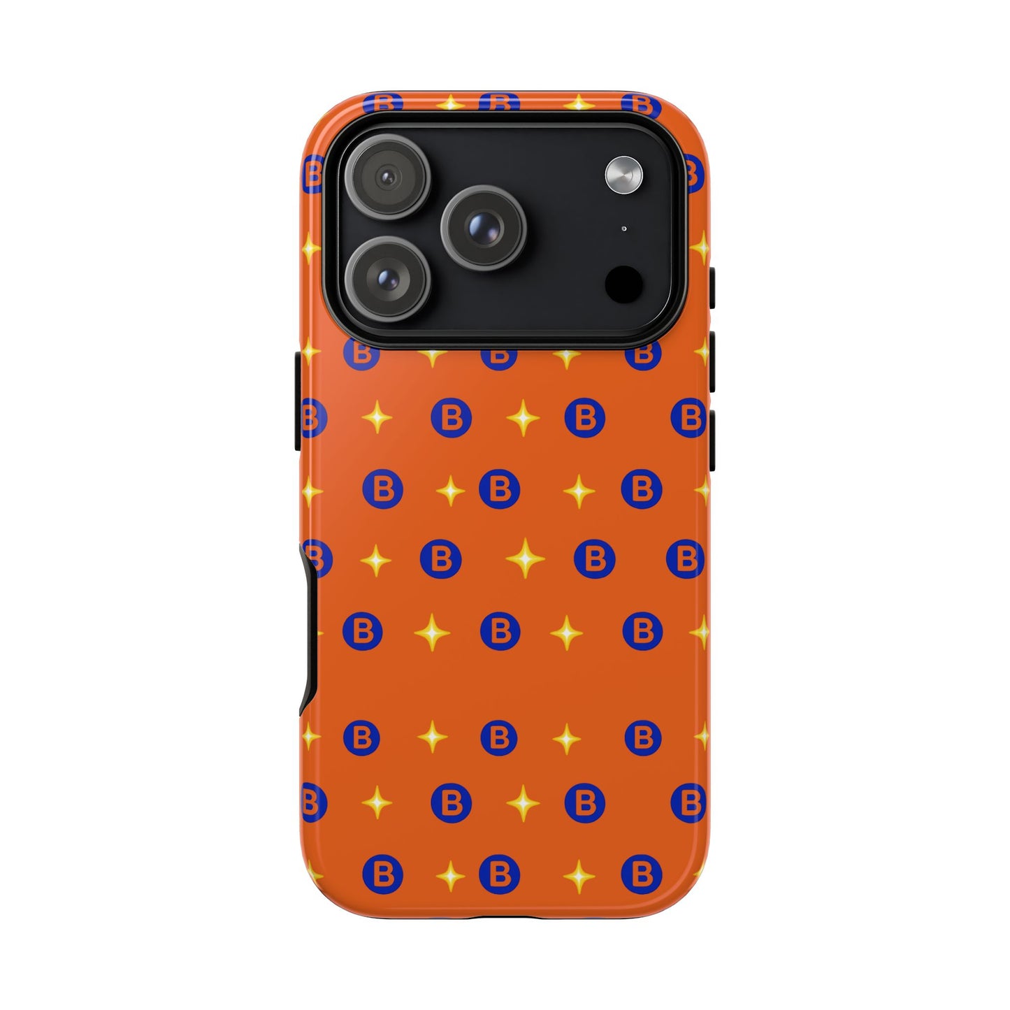Orange Retro Sparkle Phone Case — Monogram B Pattern Tough Case