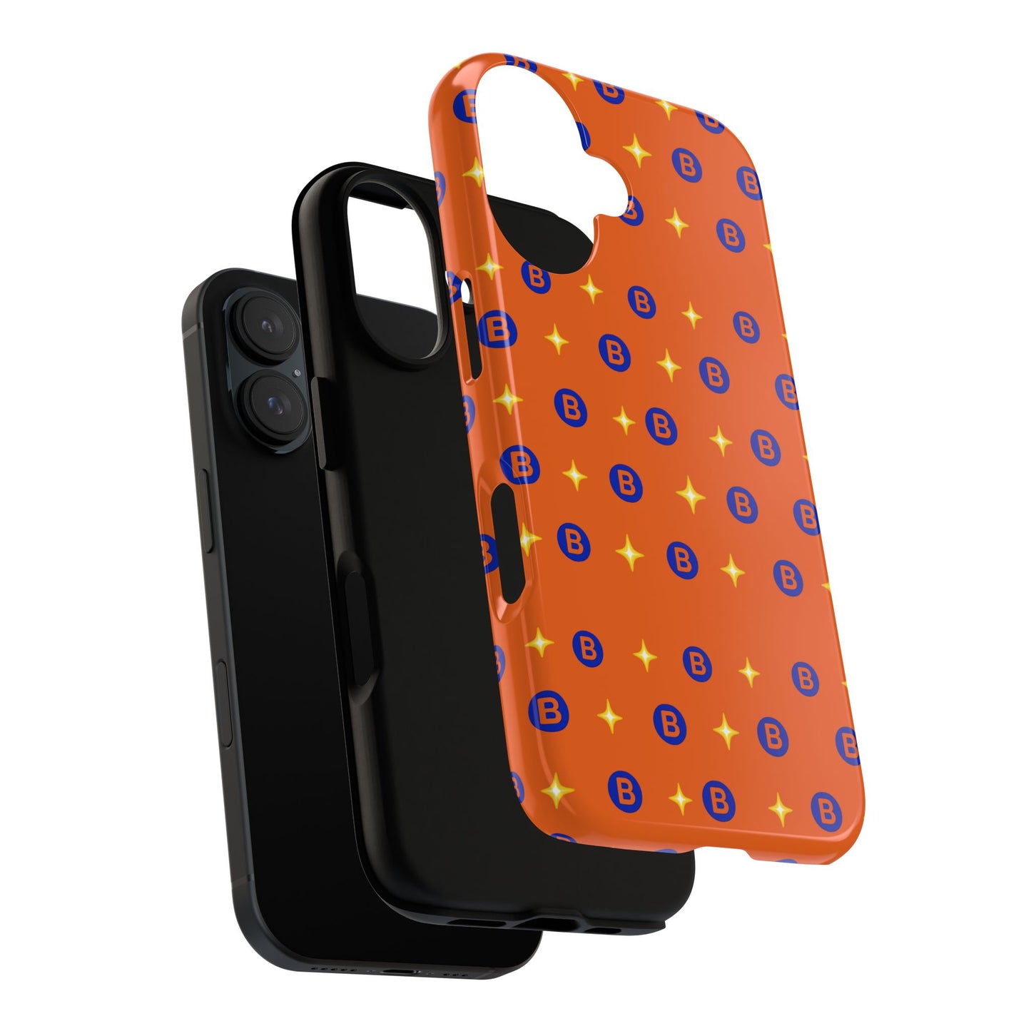 Orange Retro Sparkle Phone Case — Monogram B Pattern Tough Case