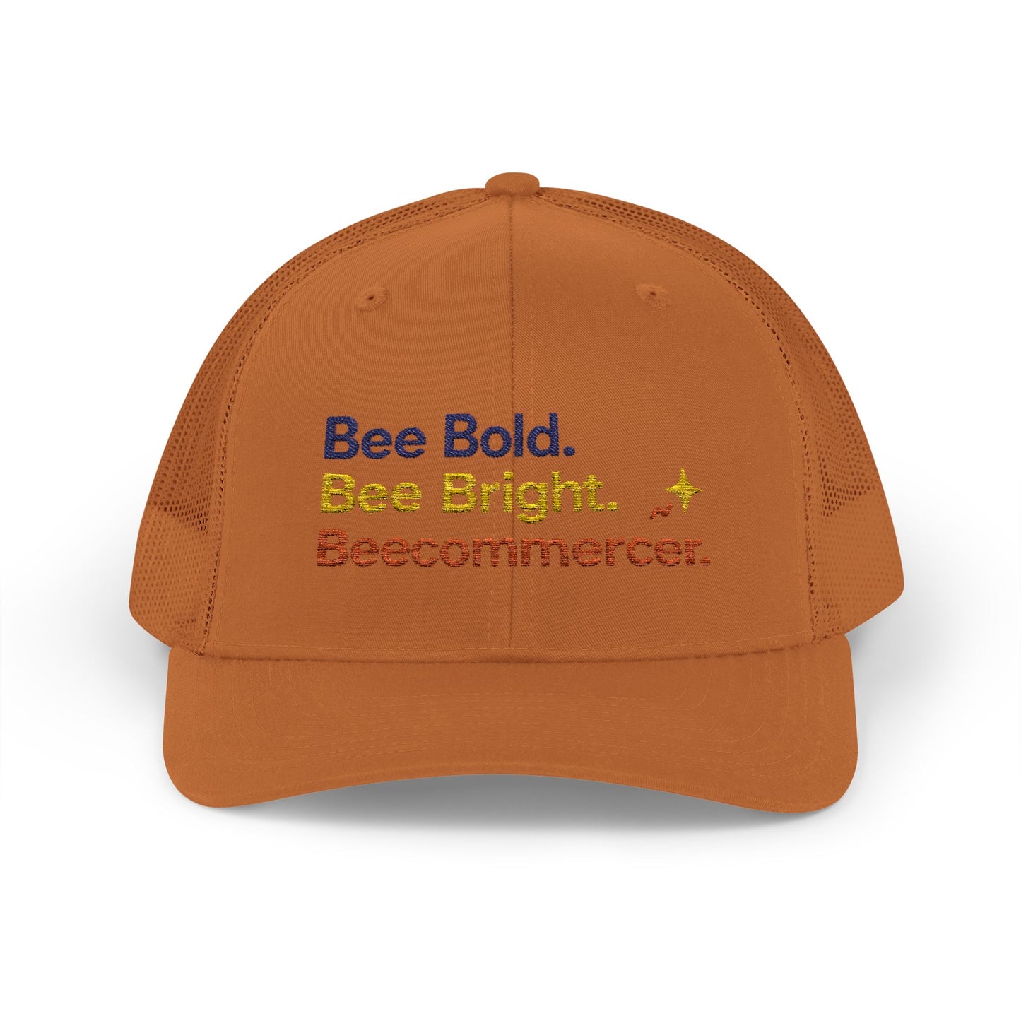 Trucker Cap — "Bee Bold. Bee Bright. Beecommercer." Embroidered Entrepreneur Hat