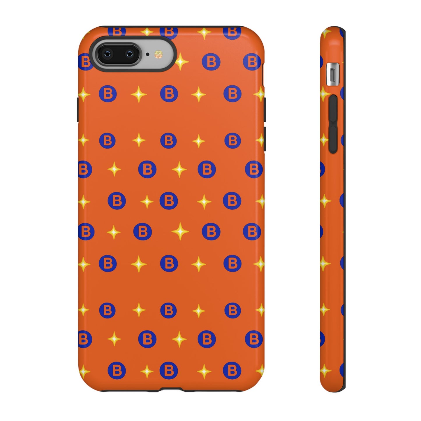 Orange Retro Sparkle Phone Case — Monogram B Pattern Tough Case