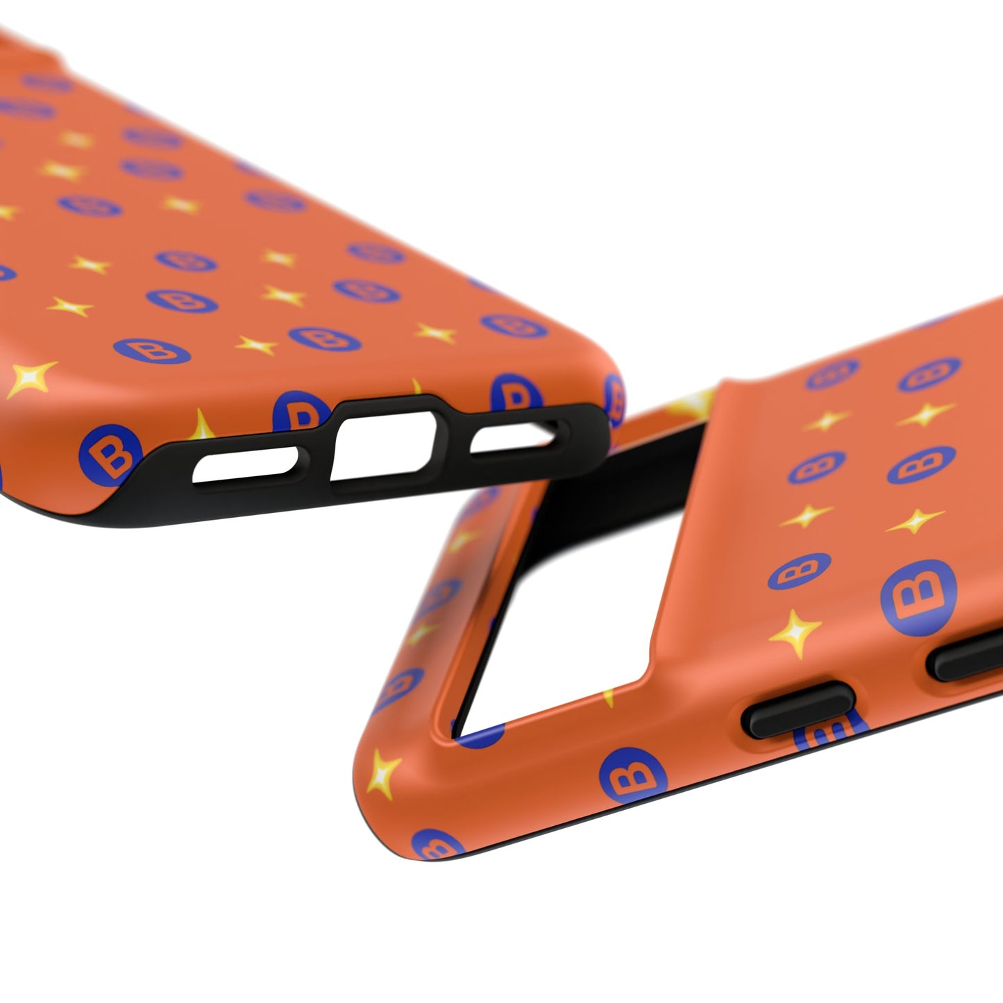 Orange Retro Sparkle Phone Case — Monogram B Pattern Tough Case
