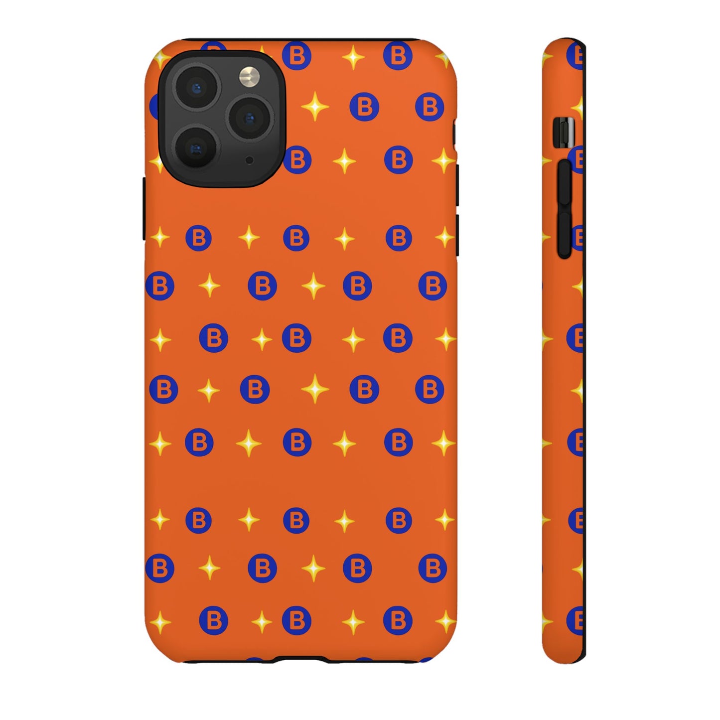 Orange Retro Sparkle Phone Case — Monogram B Pattern Tough Case