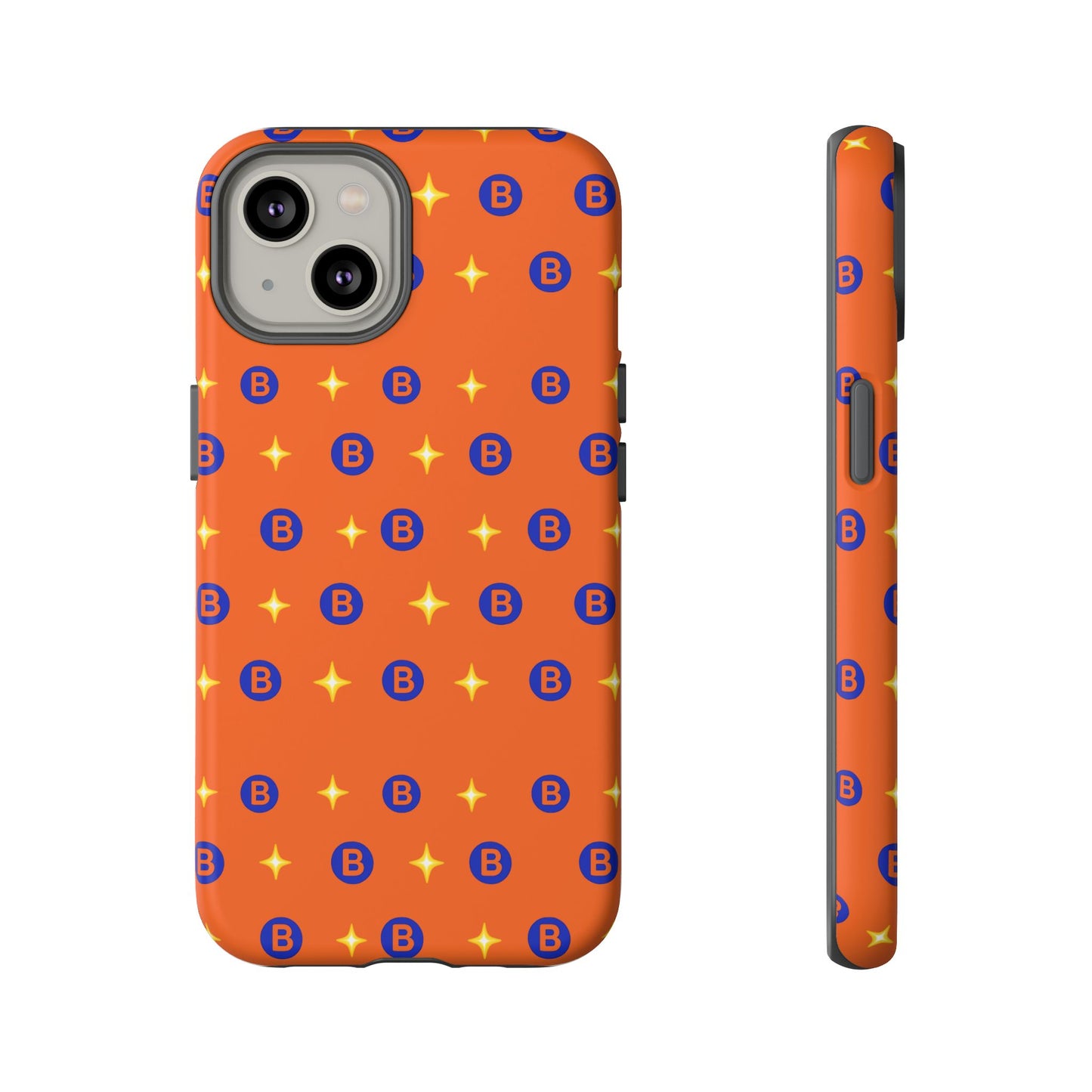 Orange Retro Sparkle Phone Case — Monogram B Pattern Tough Case