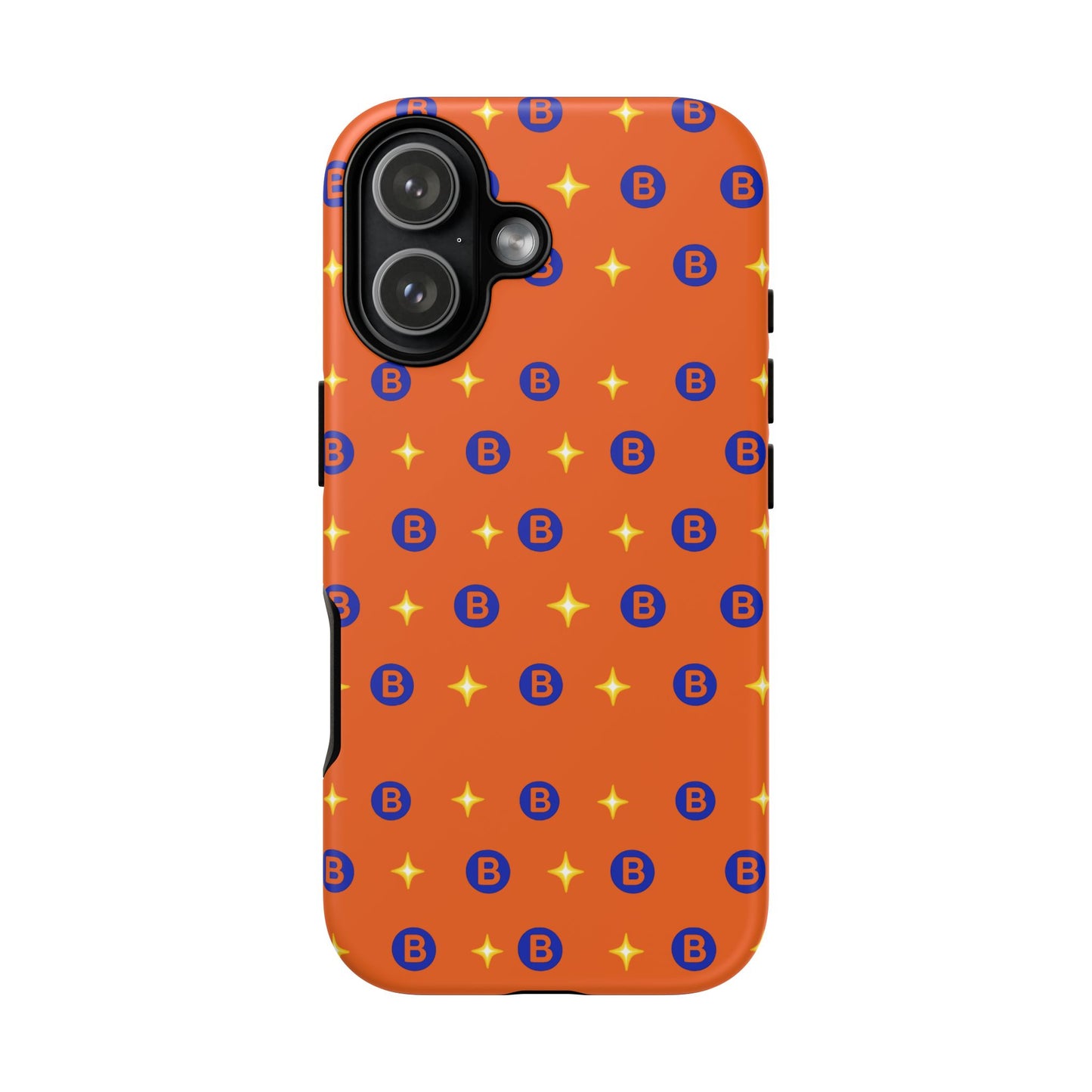 Orange Retro Sparkle Phone Case — Monogram B Pattern Tough Case