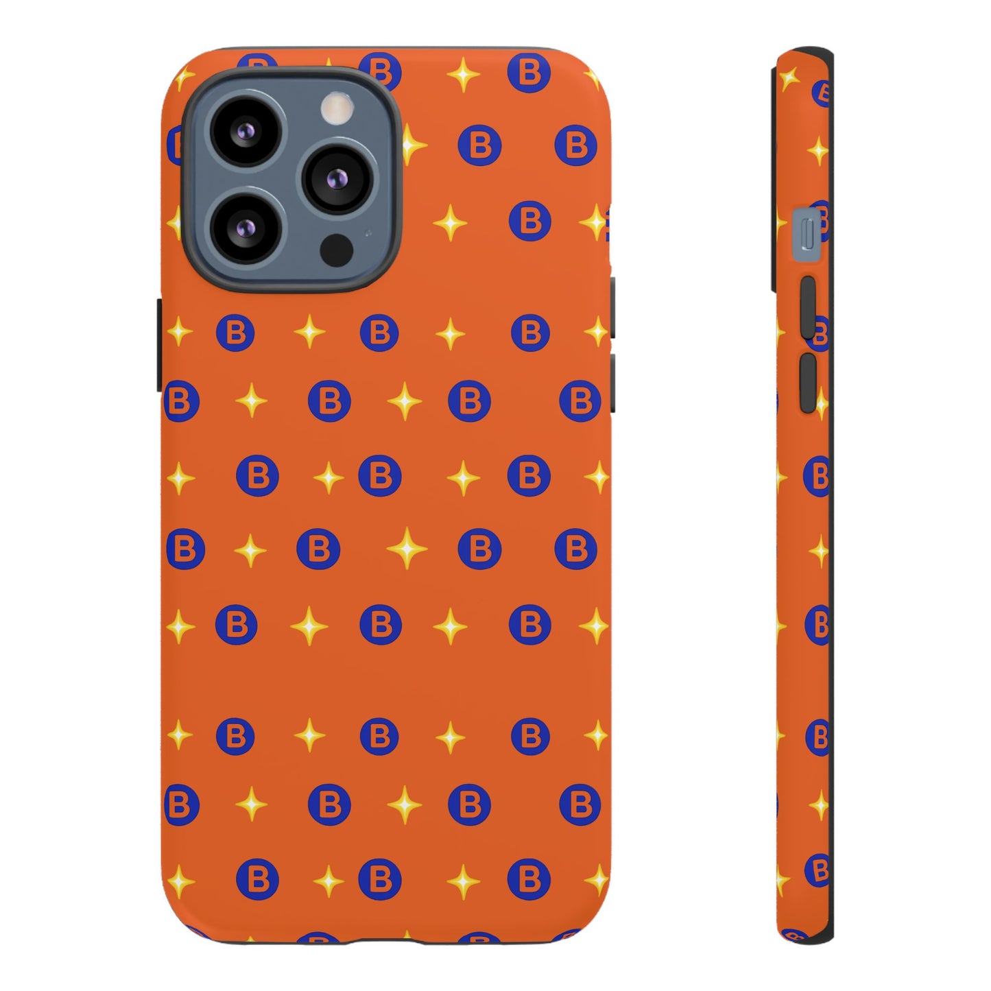 Orange Retro Sparkle Phone Case — Monogram B Pattern Tough Case