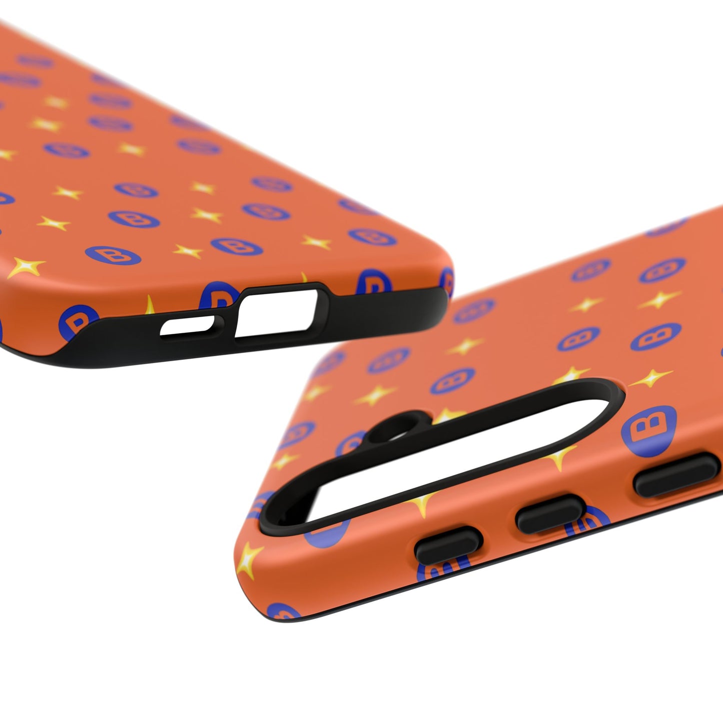 Orange Retro Sparkle Phone Case — Monogram B Pattern Tough Case