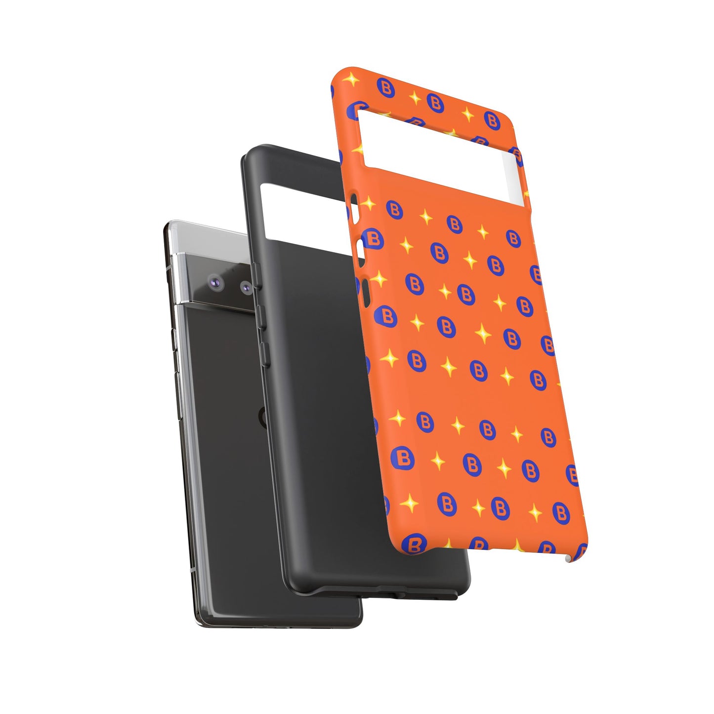 Orange Retro Sparkle Phone Case — Monogram B Pattern Tough Case