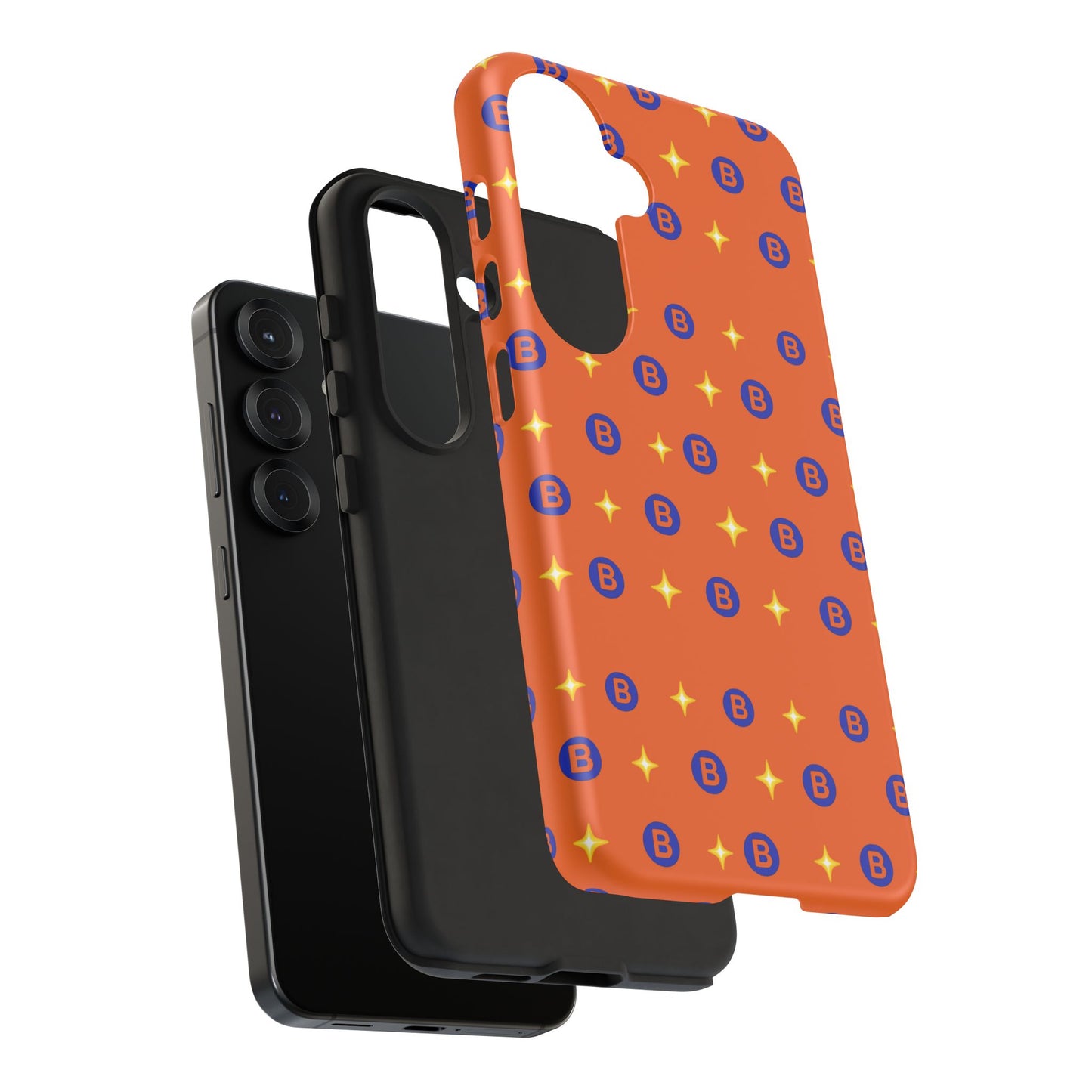 Orange Retro Sparkle Phone Case — Monogram B Pattern Tough Case