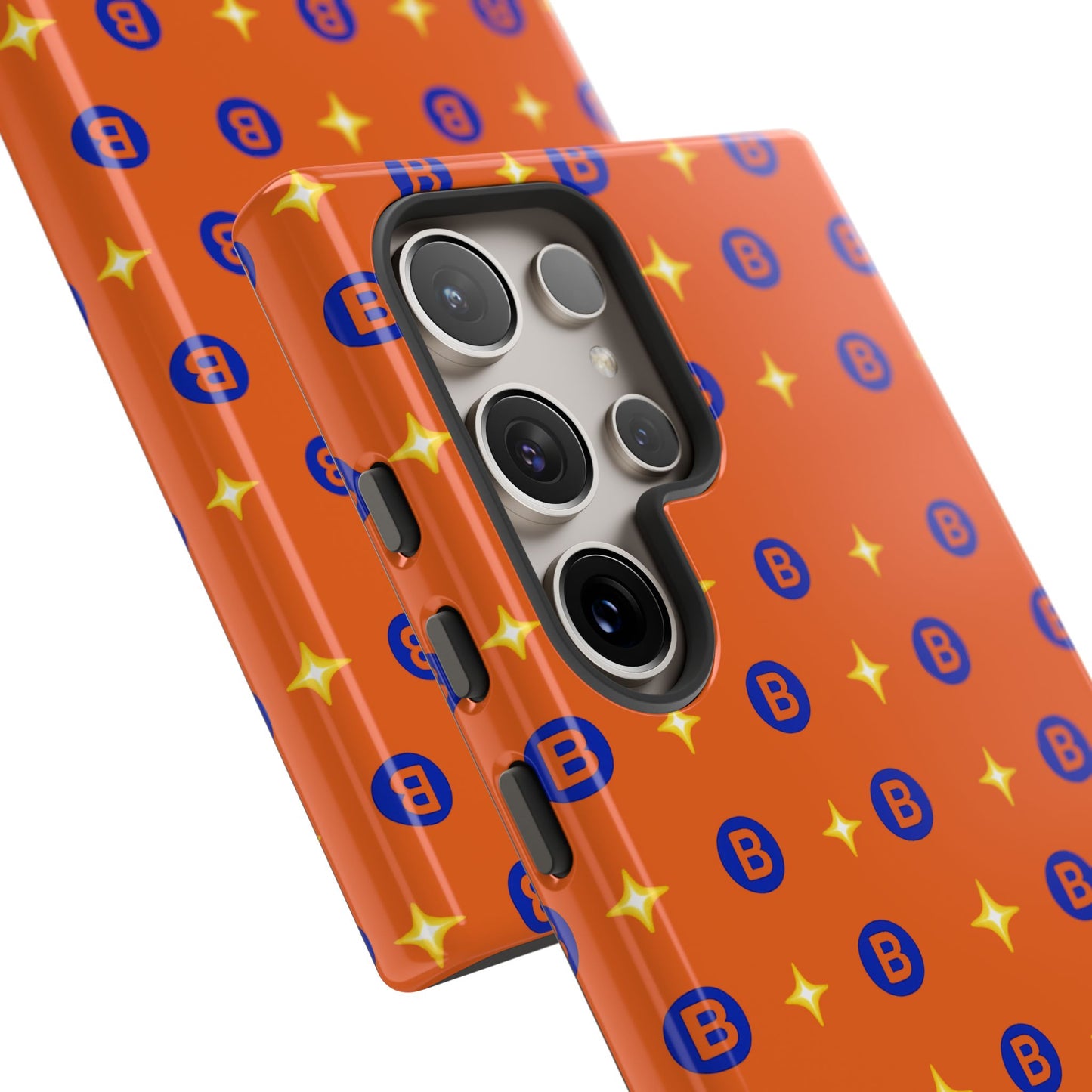 Orange Retro Sparkle Phone Case — Monogram B Pattern Tough Case