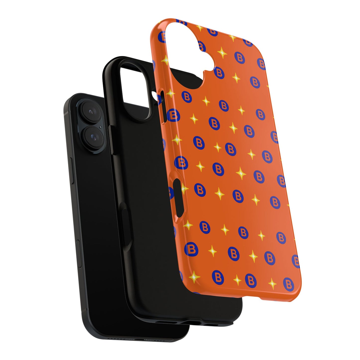 Orange Retro Sparkle Phone Case — Monogram B Pattern Tough Case