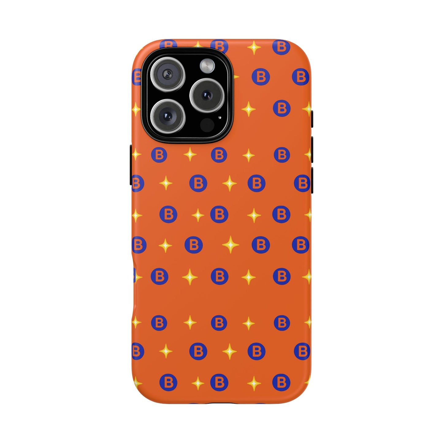Orange Retro Sparkle Phone Case — Monogram B Pattern Tough Case