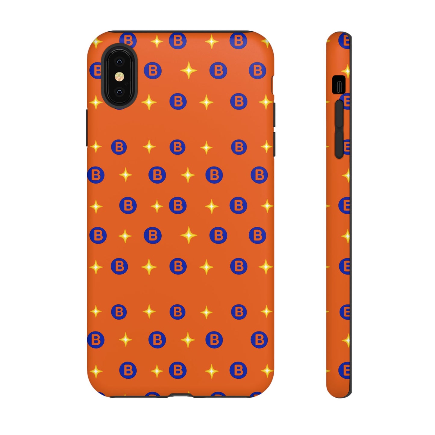 Orange Retro Sparkle Phone Case — Monogram B Pattern Tough Case