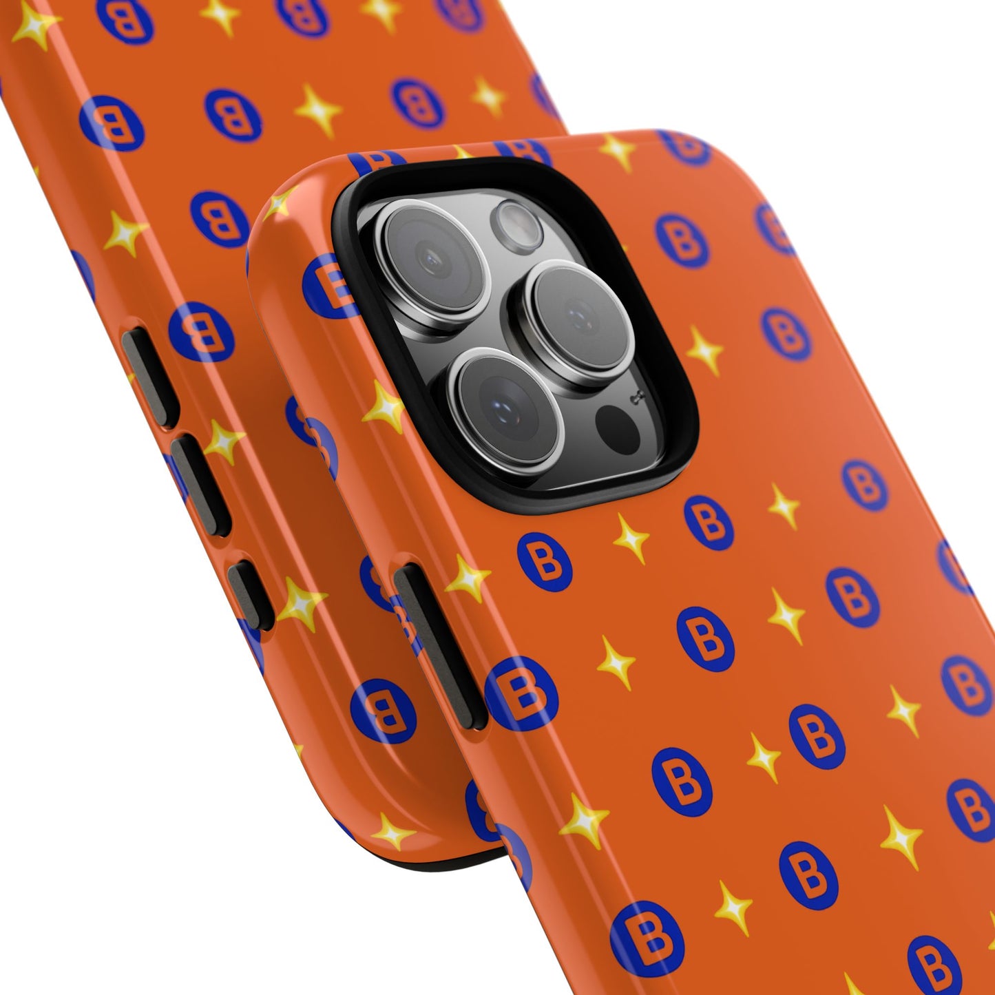 Orange Retro Sparkle Phone Case — Monogram B Pattern Tough Case