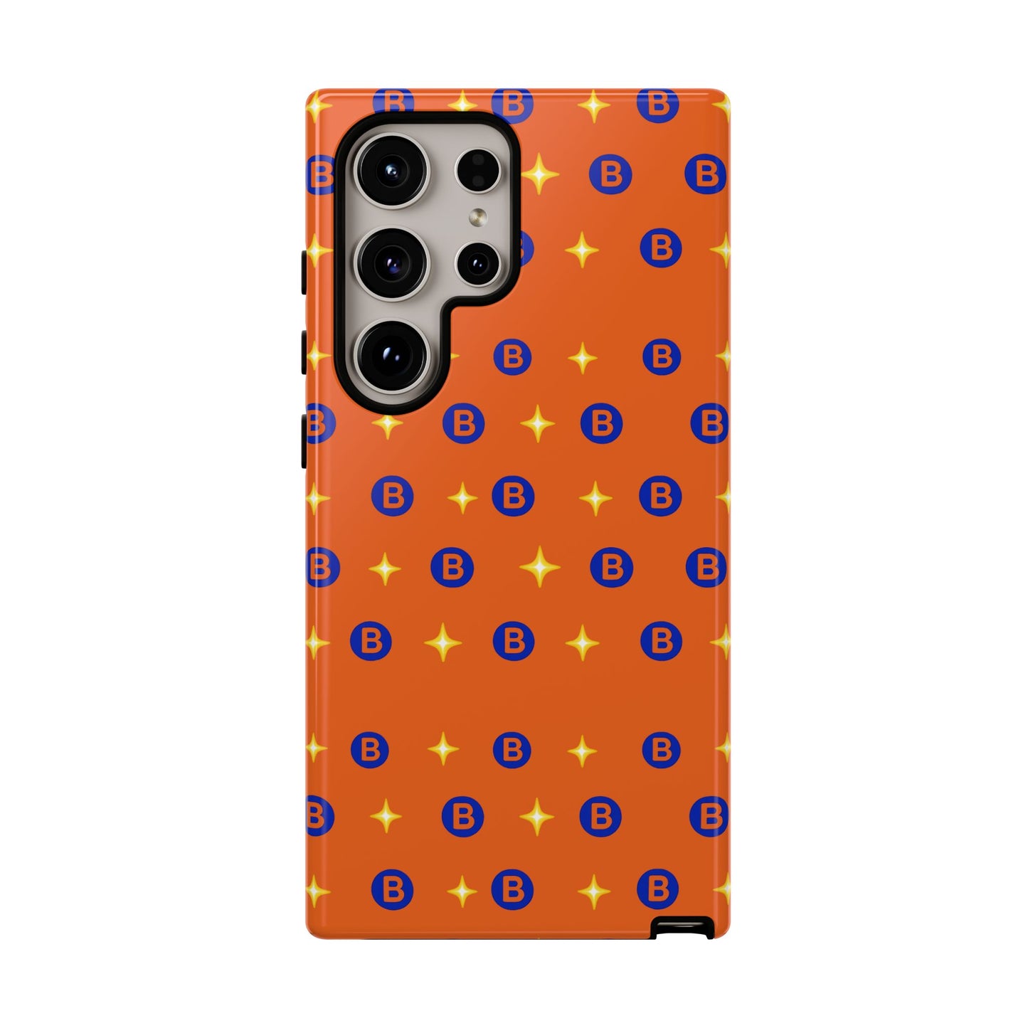 Orange Retro Sparkle Phone Case — Monogram B Pattern Tough Case