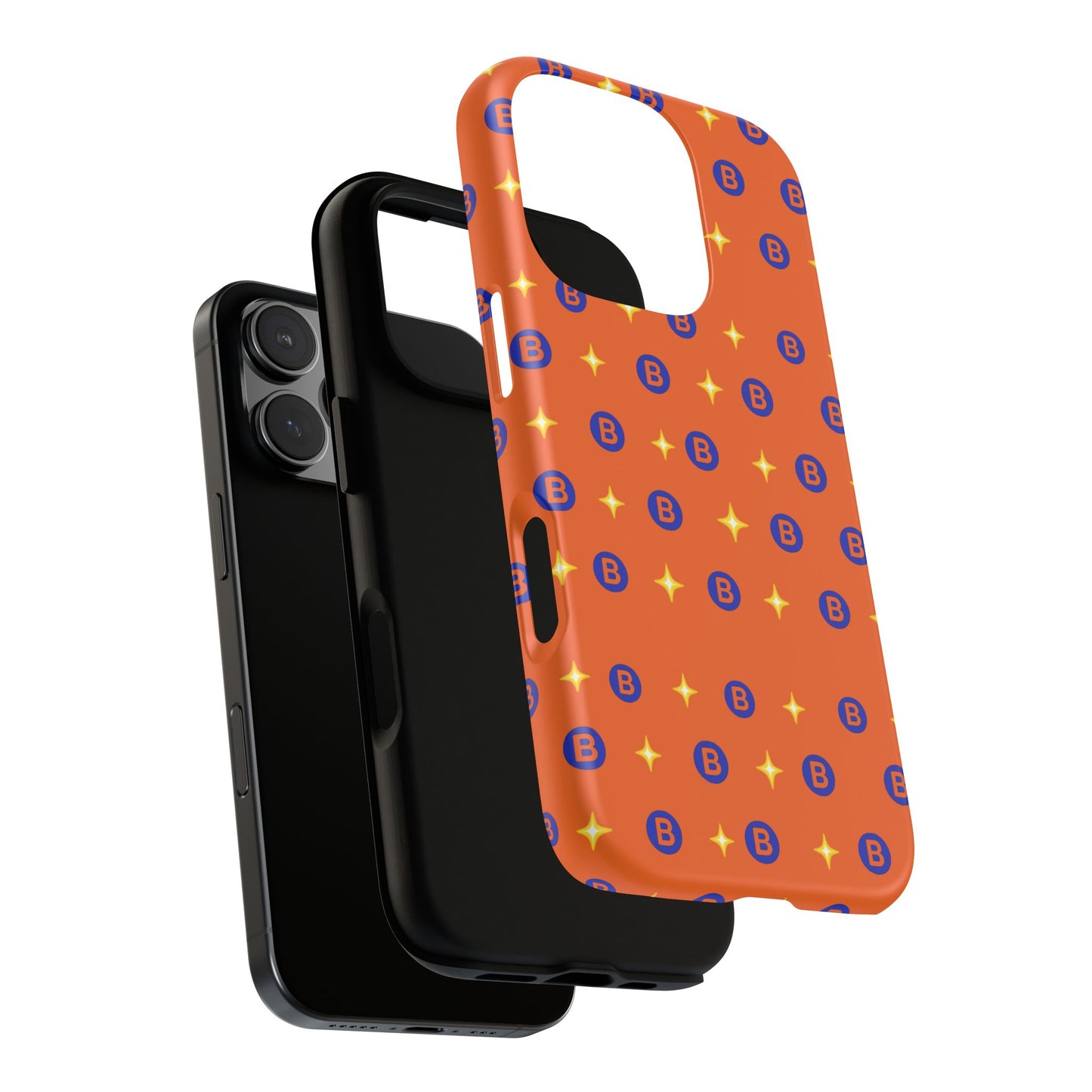 Orange Retro Sparkle Phone Case — Monogram B Pattern Tough Case